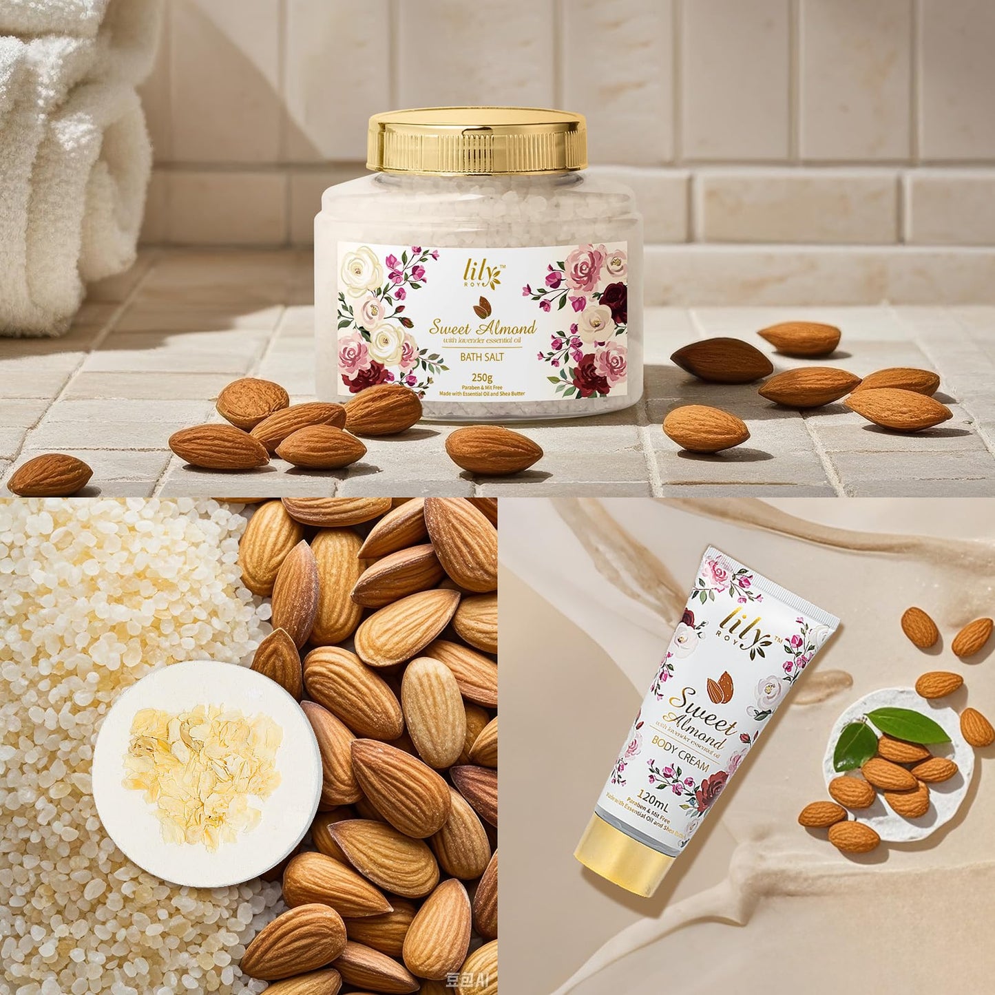 LILY ROY Valentines Day Gift Basket – 17-Piece Almond Luxury Spa Set for Women