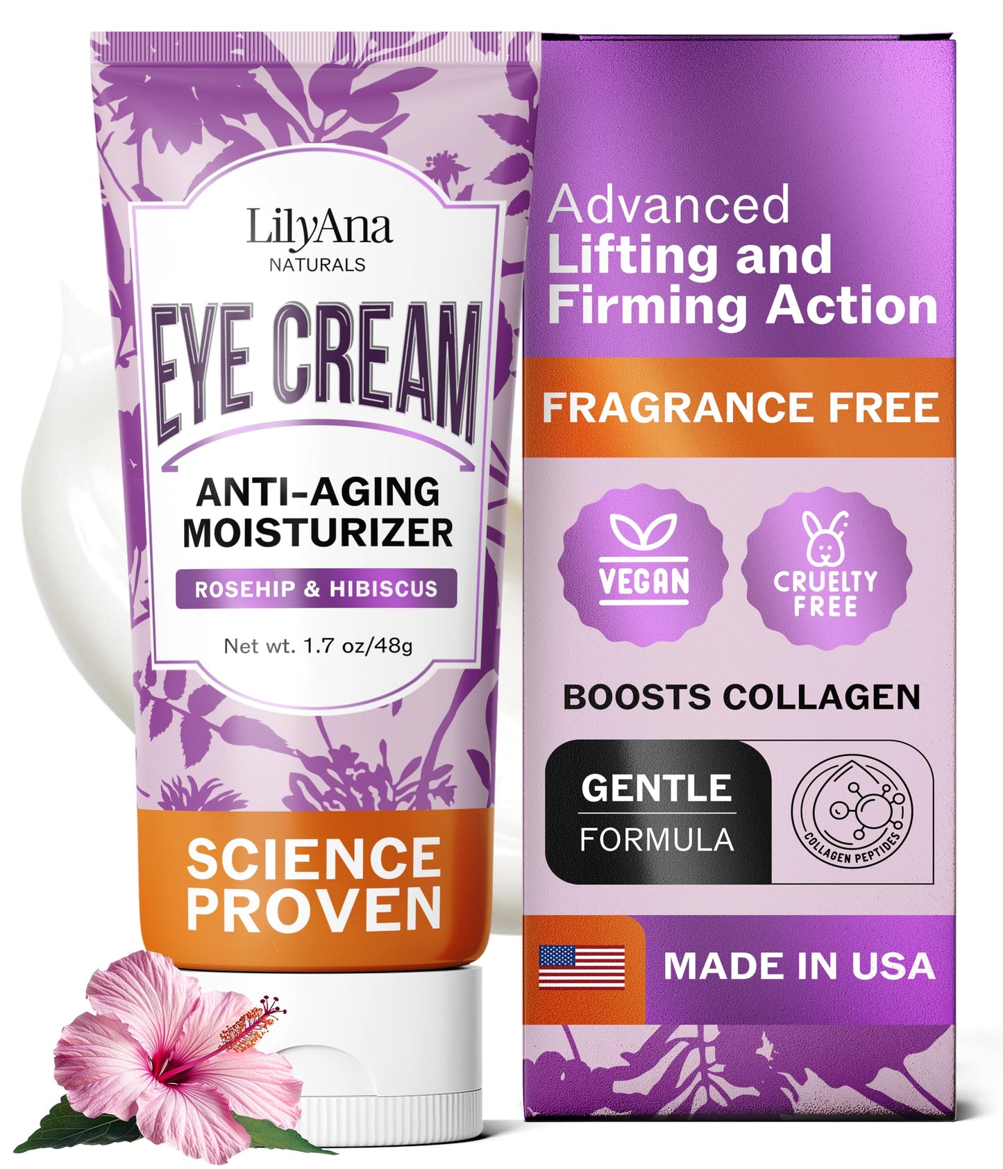 LilyAna Naturals Eye Cream for Dark Circles and Puffiness – Anti-Aging, Sensitive Skin