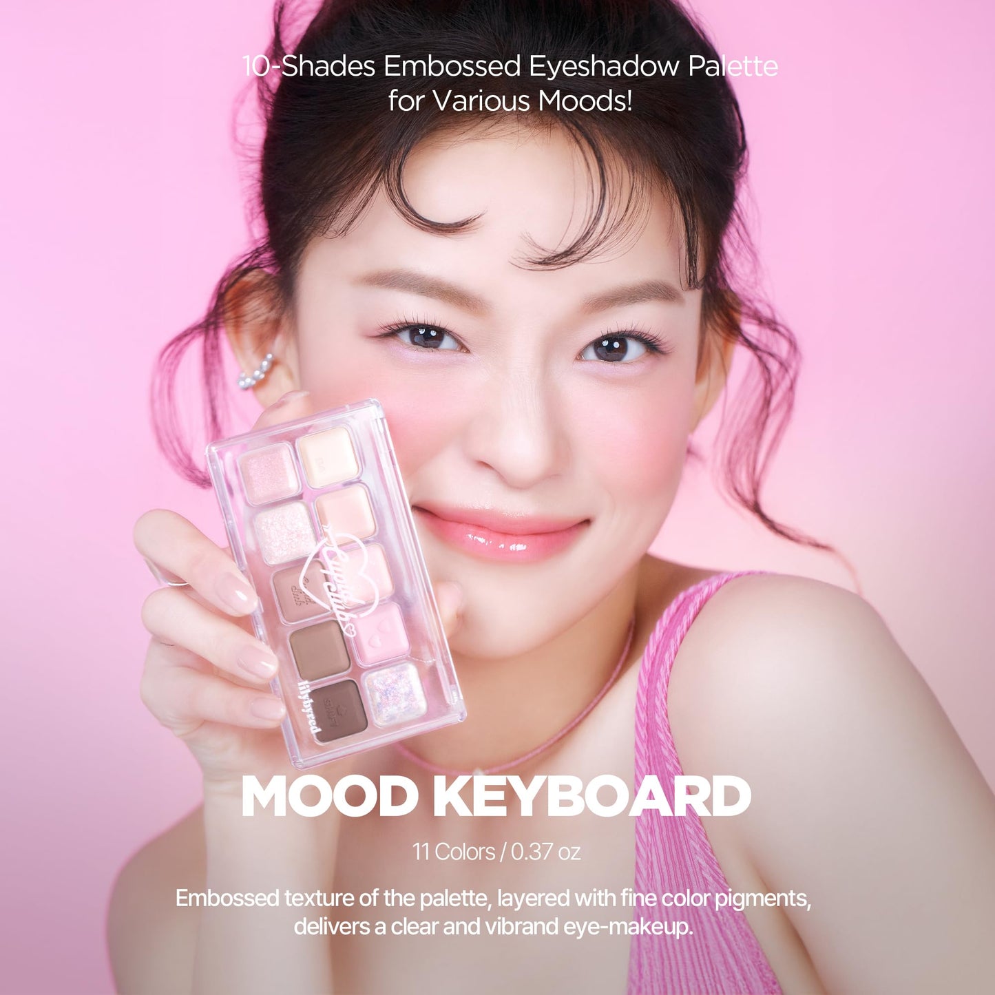 Lilybyred Mood Keyboard: 10-Shade Korean Eyeshadow Palette — Matte, Shimmer & Jelly Glitter