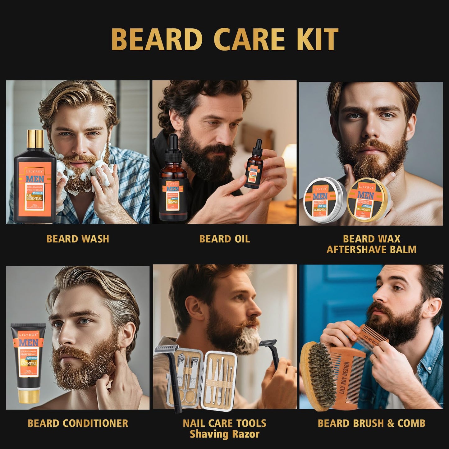 LILY ROY 26-Piece Men’s Spa Gift Basket – Luxury Grooming Set