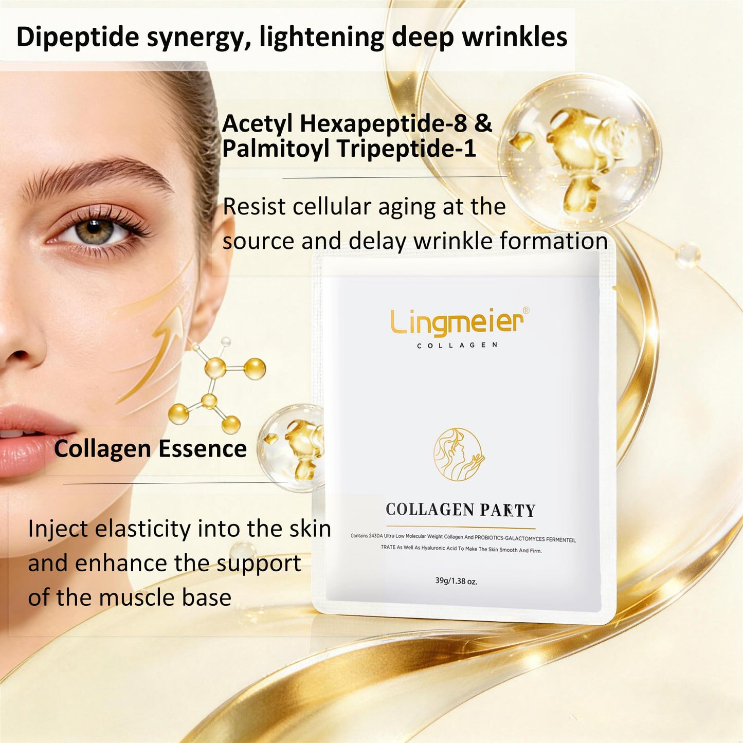 Lingmeier Hydrating Overnight Collagen Mask – 4 Sheets for Deep Moisture & Elasticity