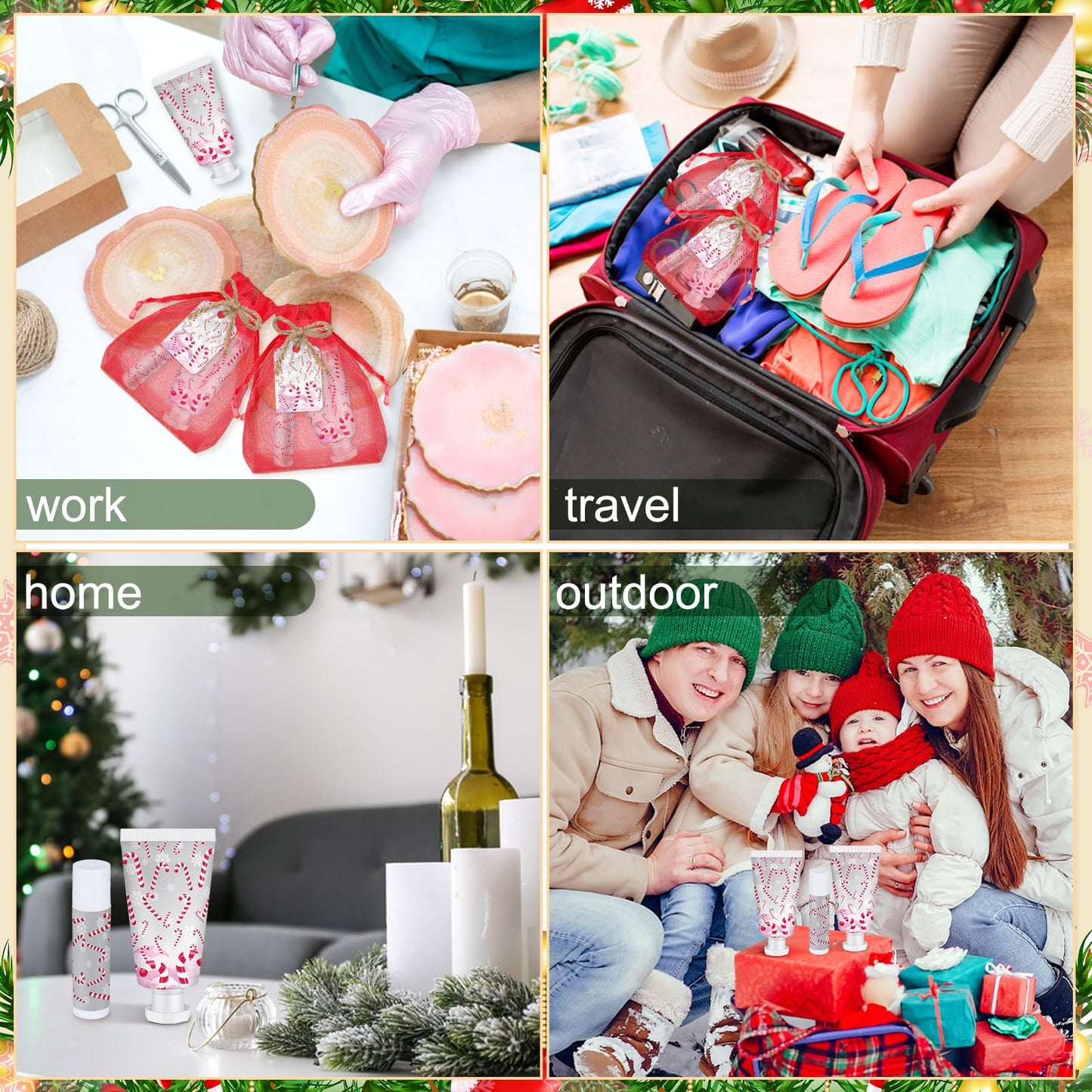 Linyuthia 36-Pack Candy Cane Hand Cream & Lip Balm Gifts Set – Xmas Party Favors