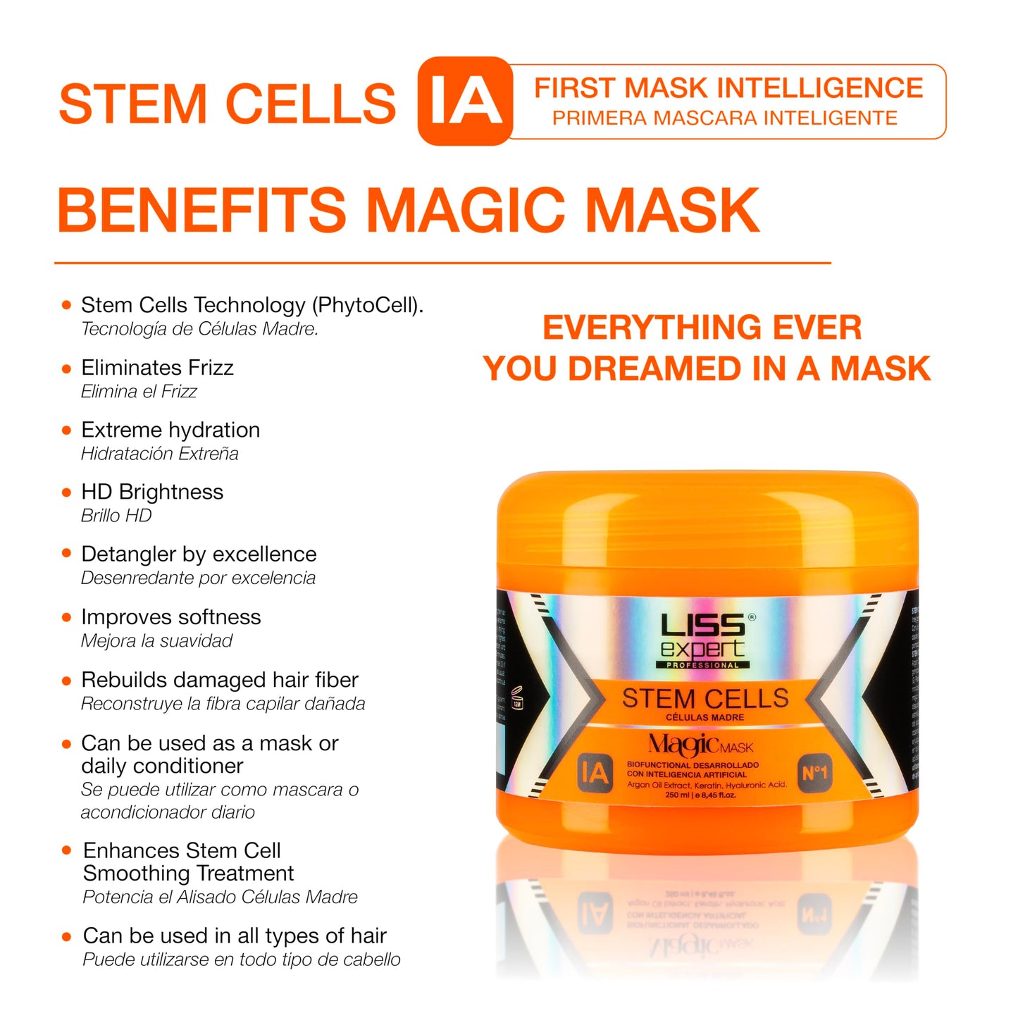Liss Expert Professional Stem Cells Hair Organic Smoothing Treatment – Post Treatments Package 8 (Magic AI Mask)