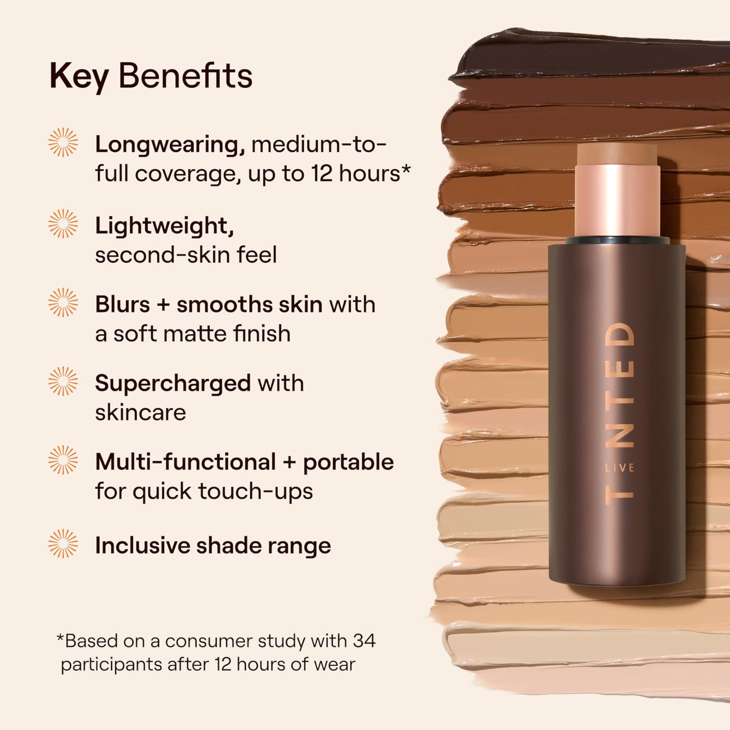 Live Tinted HUESTICK Complexion Stick Shade 08 — Buildable Coverage & Soft Matte Finish