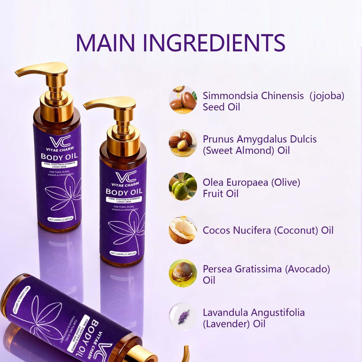 LJOQM Vitae Charm Body Firming Oil – Luxury Hydration & Skin Tightening (3.4 fl oz)