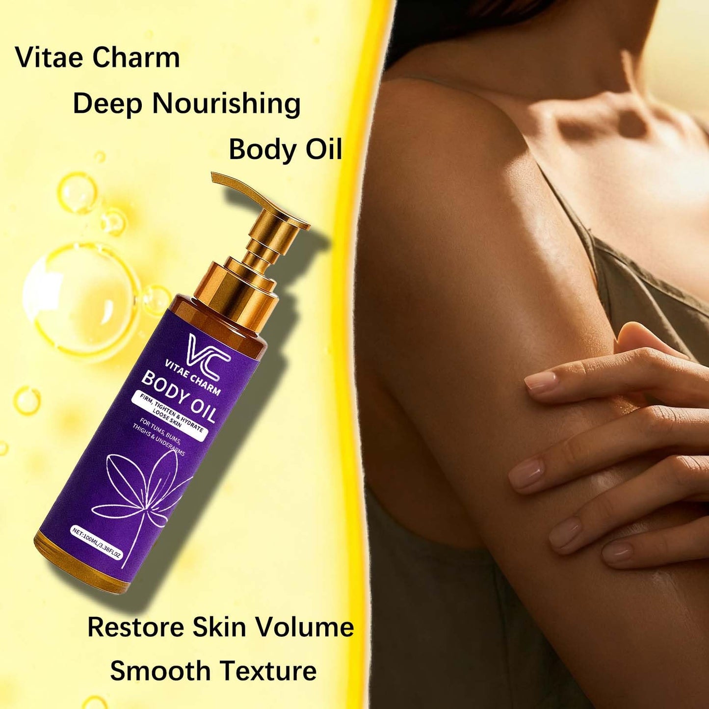 LJOQM Vitae Charm Body Firming Oil – Luxury Hydration & Skin Tightening (3.4 fl oz)