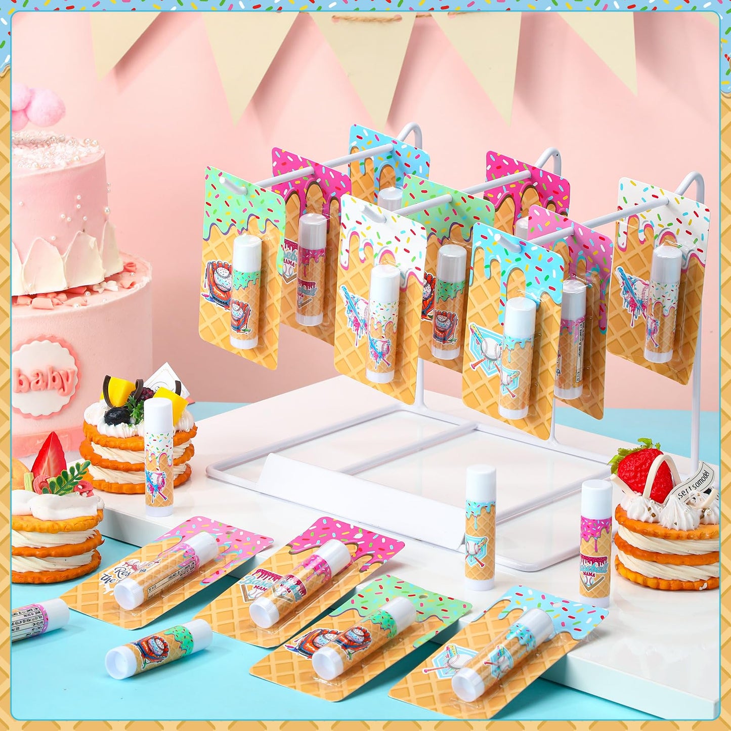 Loopeer 30-Piece Valentine Ice Cream Drip Baseball Lip Balms – Team Gifts & Party Favors