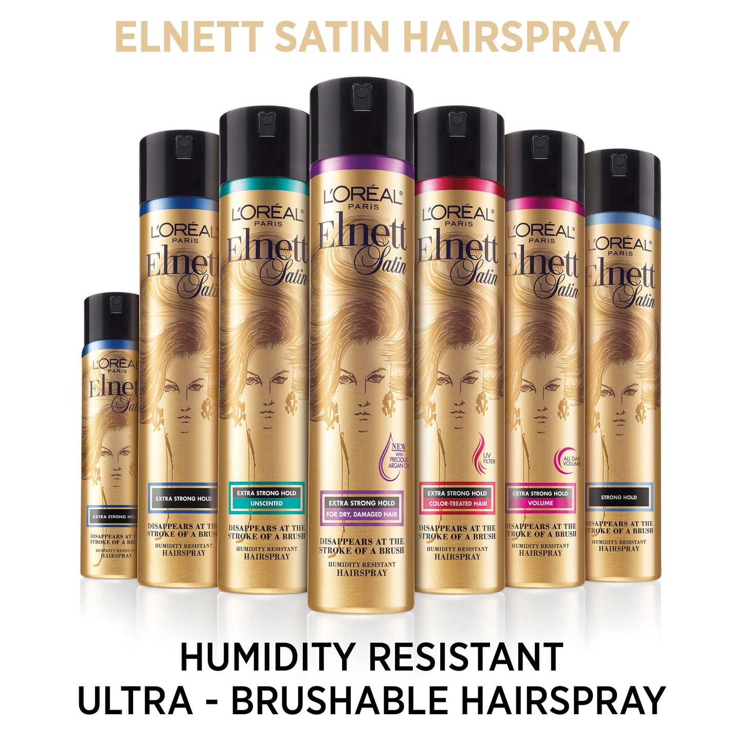 L'Oreal Paris Elnett Extra Strong Hold Hairspray – Travel Size, Humidity Resistant (2 x 2.2 oz)