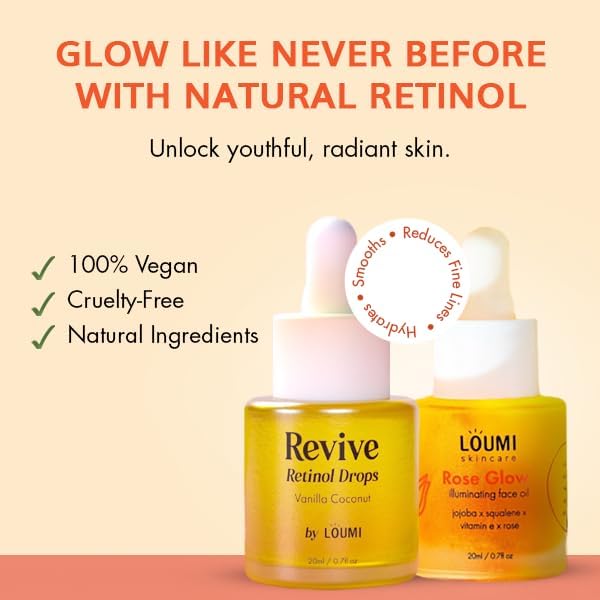 LOUMI Skincare Daily Duo Rose Glow & Revive Retinol Drops | Lightweight Hydration