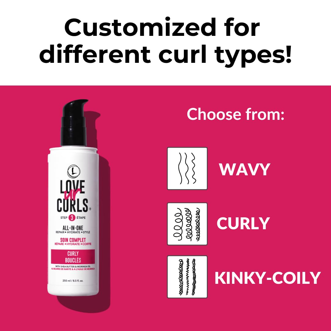 Love Ur Curls All-in-One Curl Cream Styler – Anti-Frizz, Repair & Definition (250 mL)