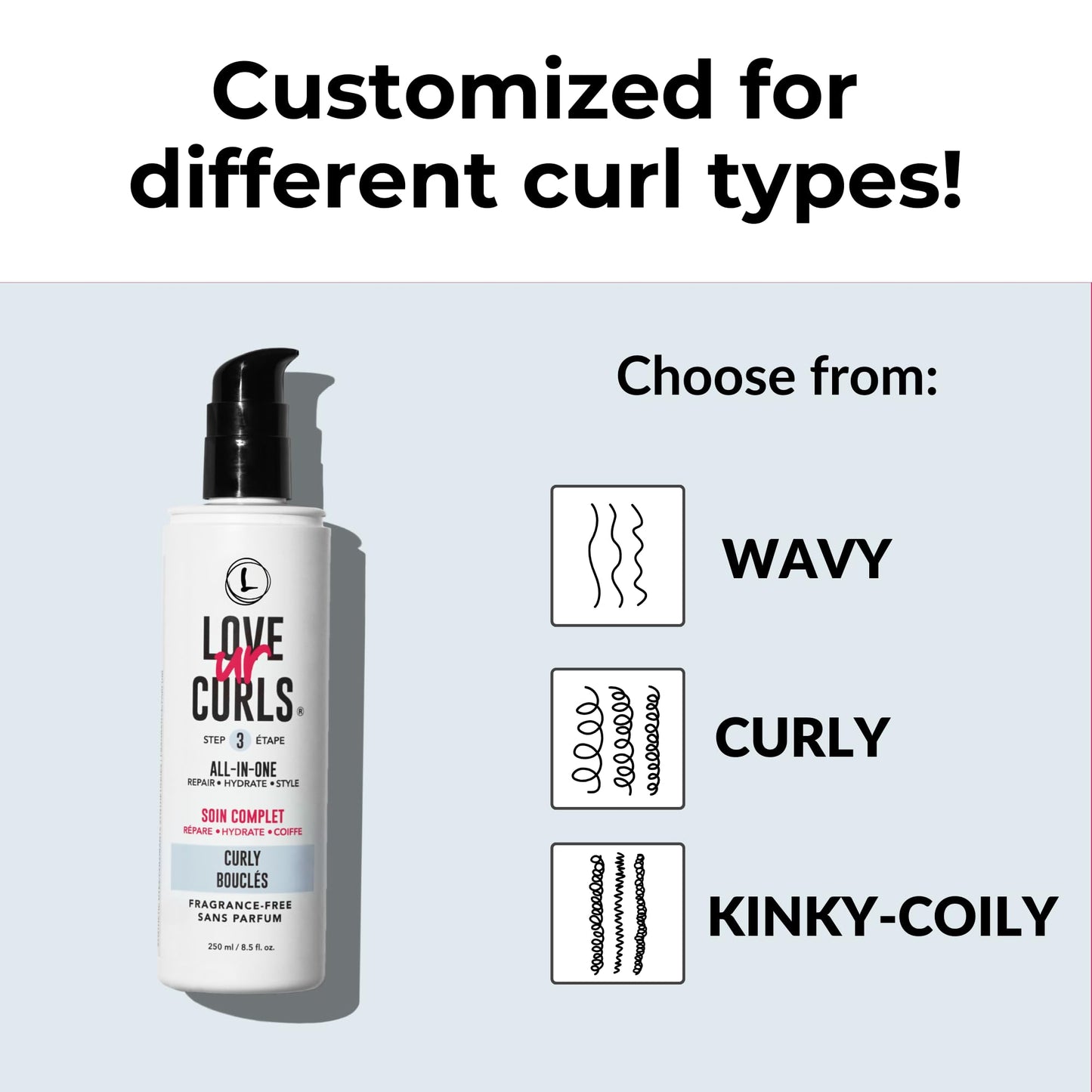 Love Ur Curls Fragrance Free All-in-One Curl Cream Styler – Define, Hydrate & Repair | 250mL