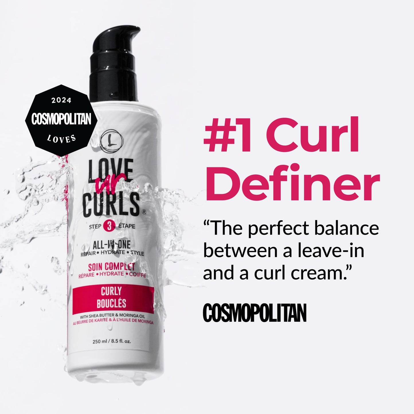 Love Ur Curls All-in-One Curl Cream Styler – Anti-Frizz, Repair & Definition (250 mL)