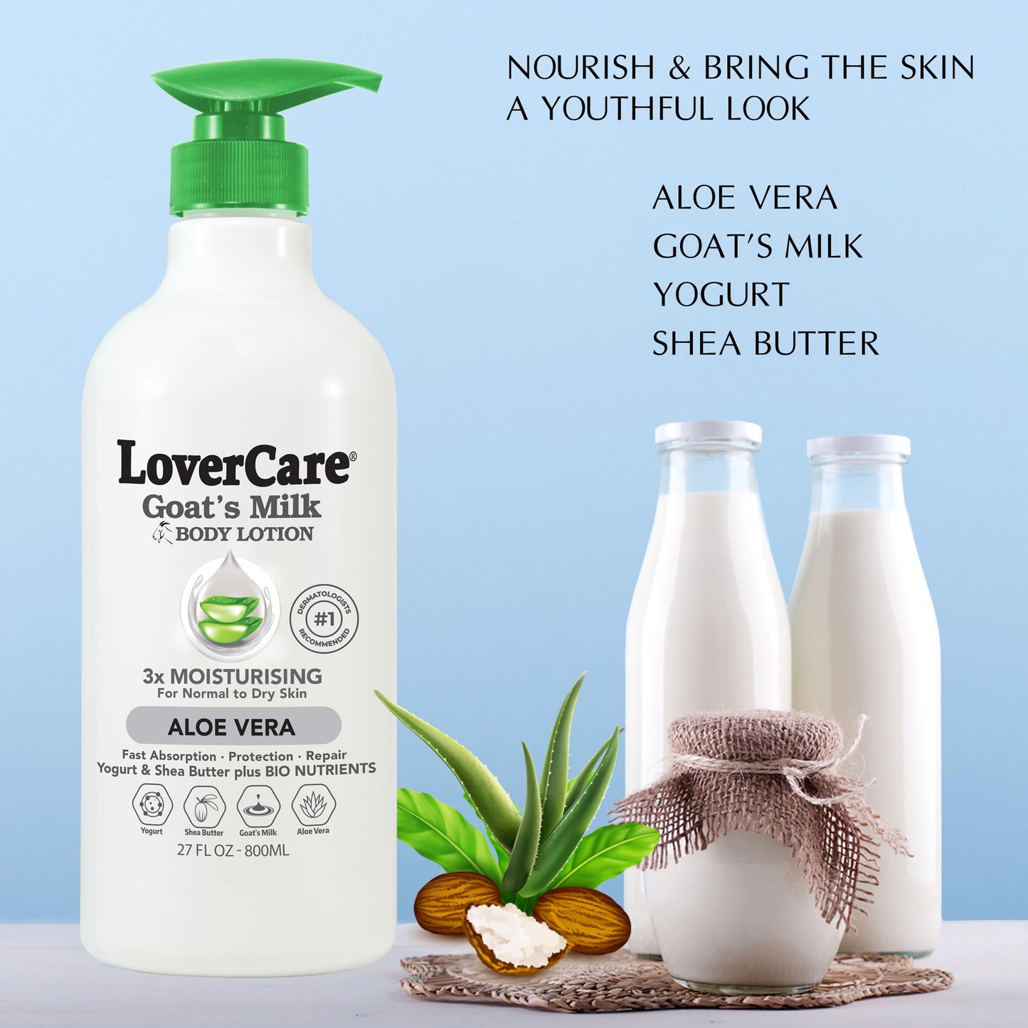 Lovercare Goat Milk Body Lotion with Aloe Vera – 2 x 800ml