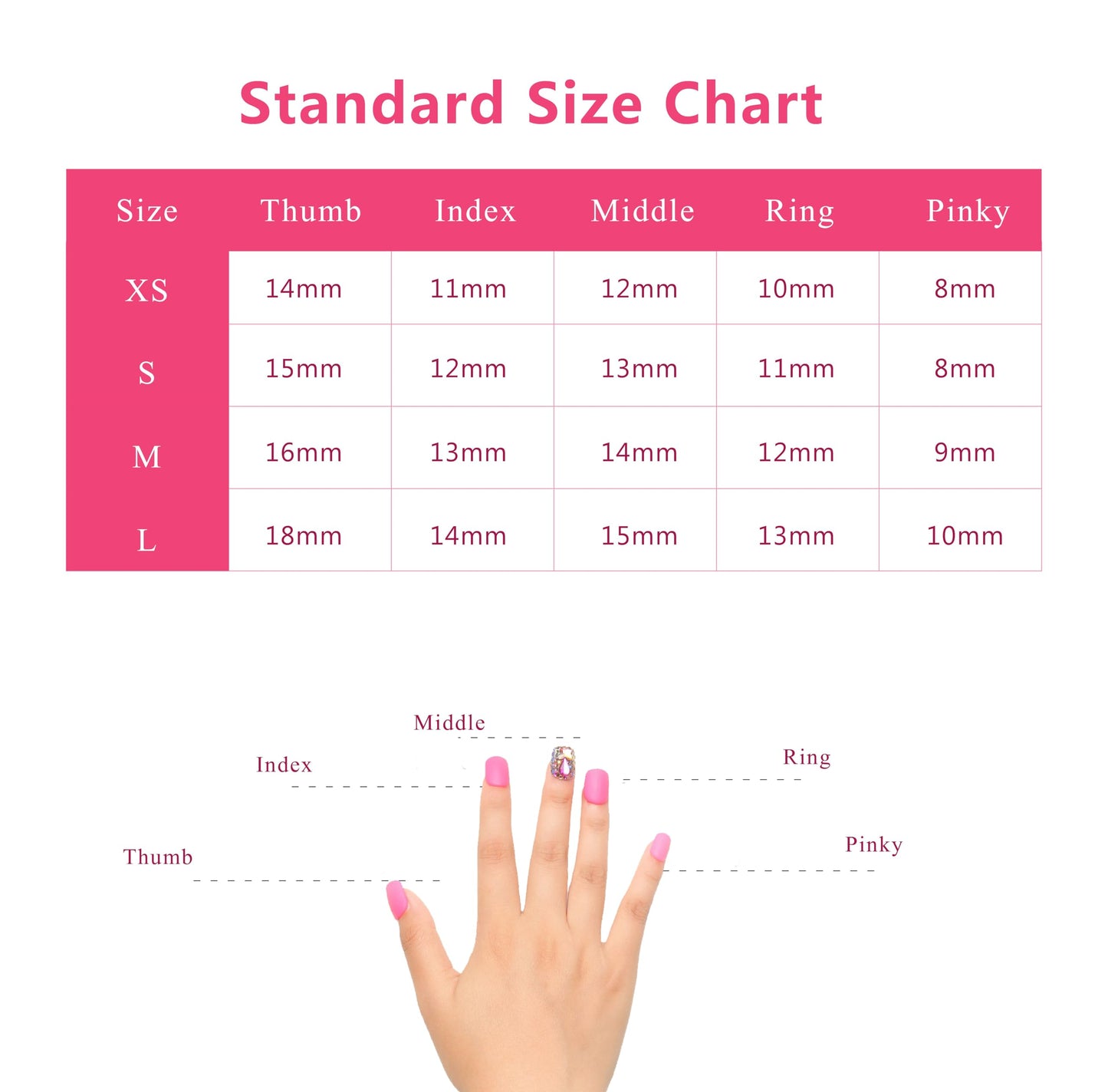 LOVFUL Pink Typhoon Press-On Nails – Full Crystal, Reusable, Square Short 0.8 in