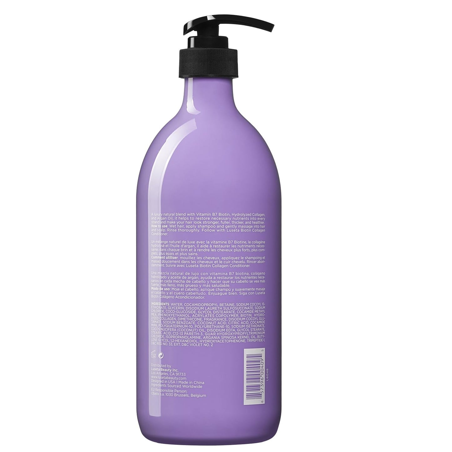 Luseta Biotin & Collagen Shampoo – Thickening Formula with Argan Oil | Sulfate & Paraben Free, 33.8oz