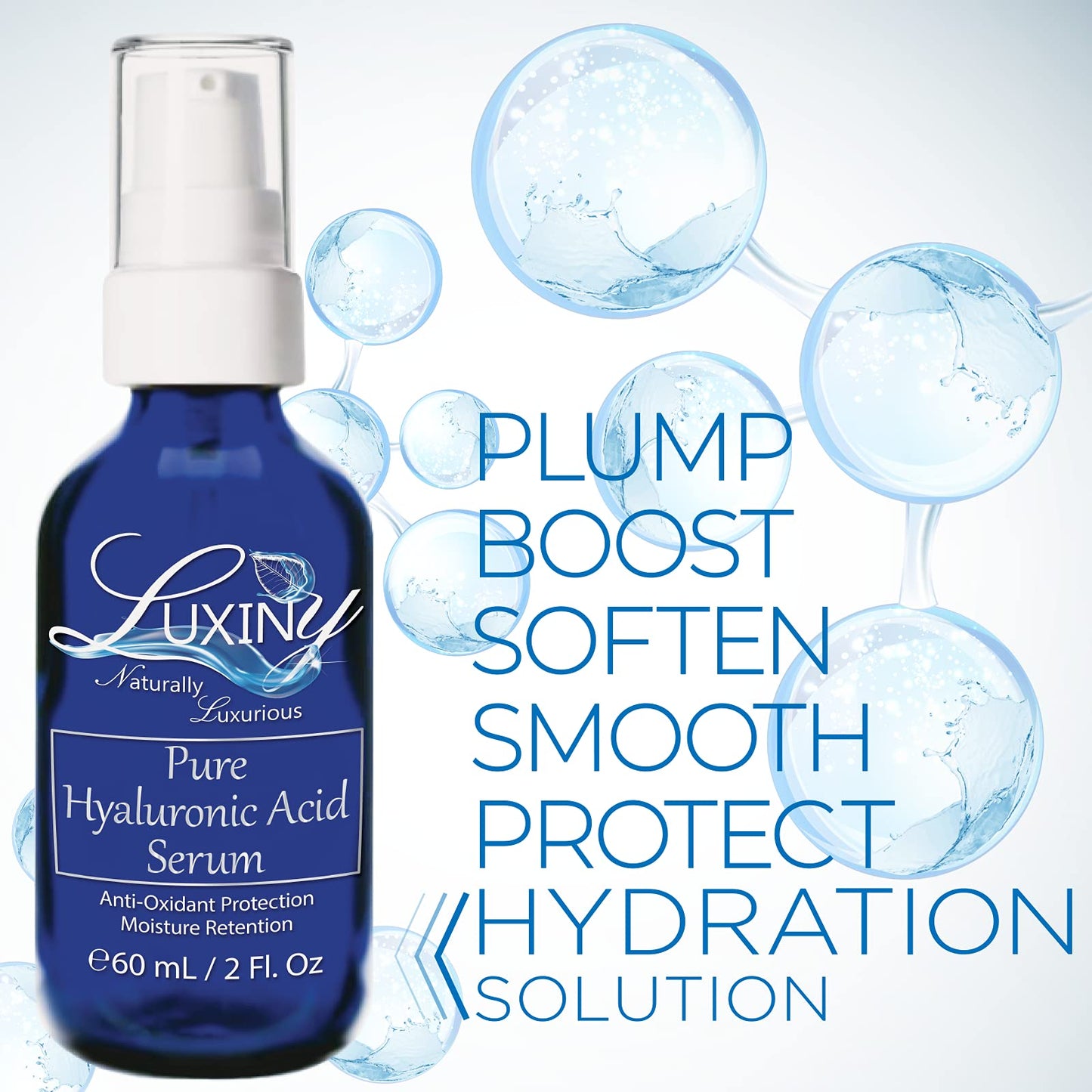 Luxiny Pure Hyaluronic Acid Serum – 2oz Double Size | Hydration, Anti-Aging, Fragrance-Free