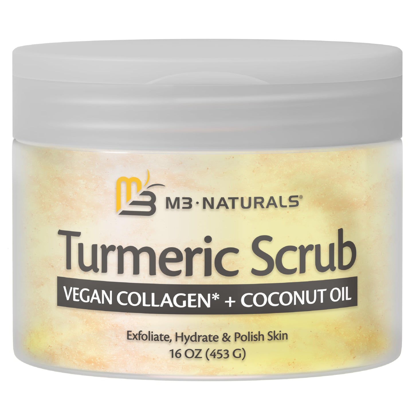 M3 Naturals Exfoliating Turmeric Scrub with Collagen & Coconut Oil - 16 oz