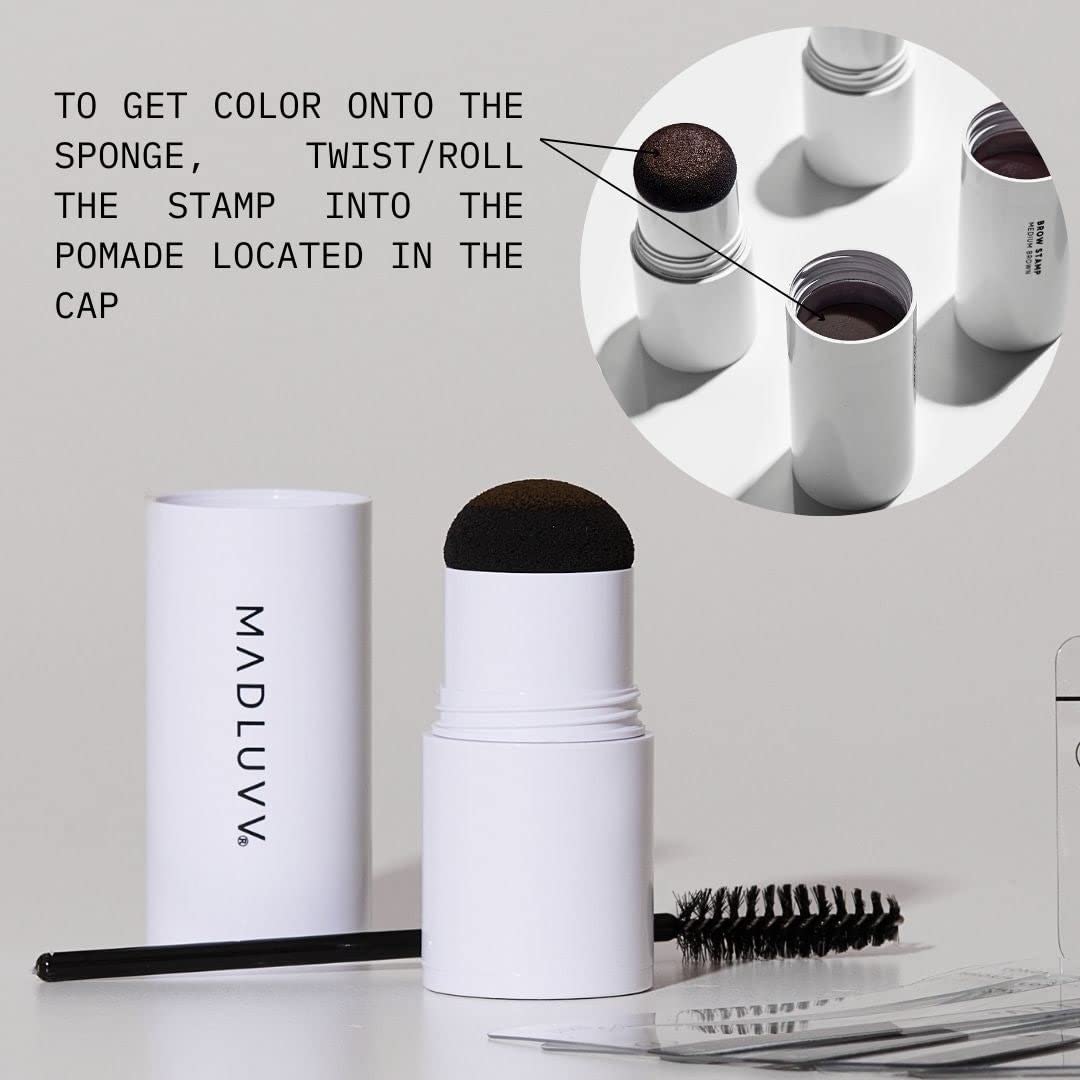 MADLUVV Brow Stamp Kit with 9 Stencils – Natural-Looking Brows (Auburn)