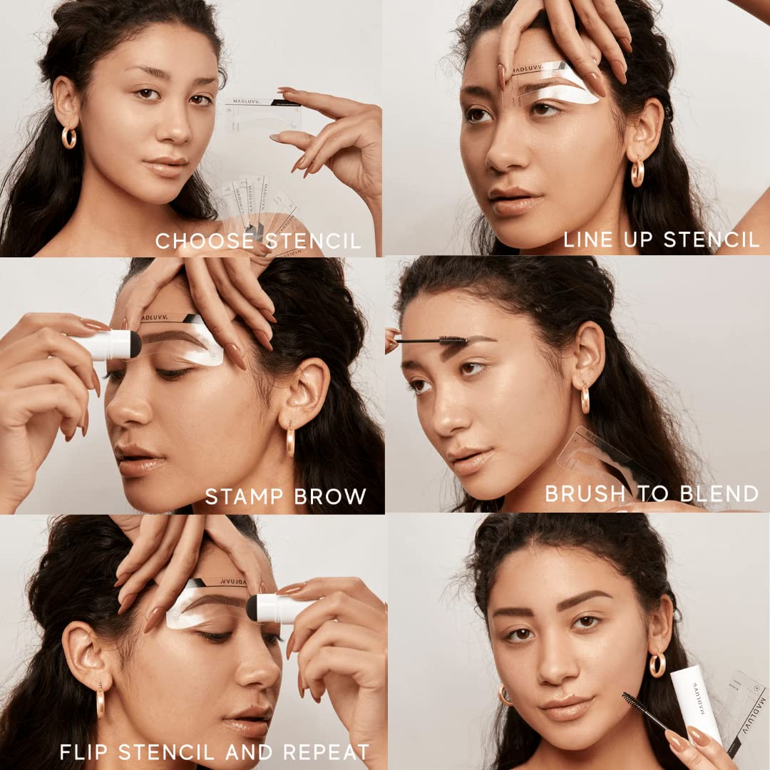 MADLUVV Brow Stamp Kit with 9 Stencils – Taupe, Natural-Looking Brows in Seconds