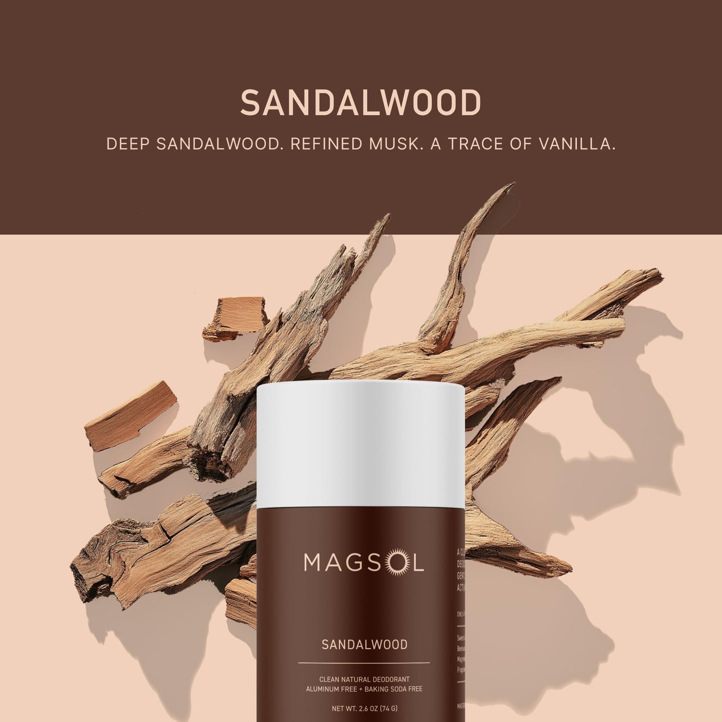 MagSol Organics MAGSOL Natural Deodorant – Aluminum-Free, Sandalwood, 2 Pack