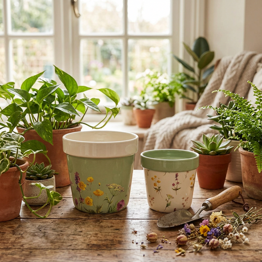 Country Living Set of 2 Planters - Flowers
