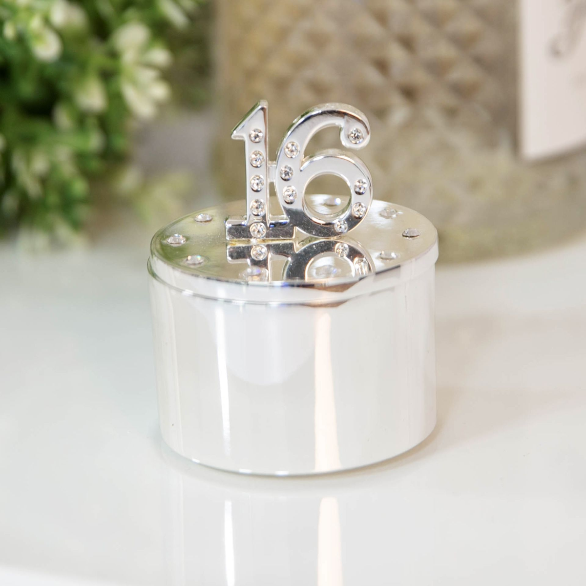 Milestones Silverplated Trinket Box With Crystal 16