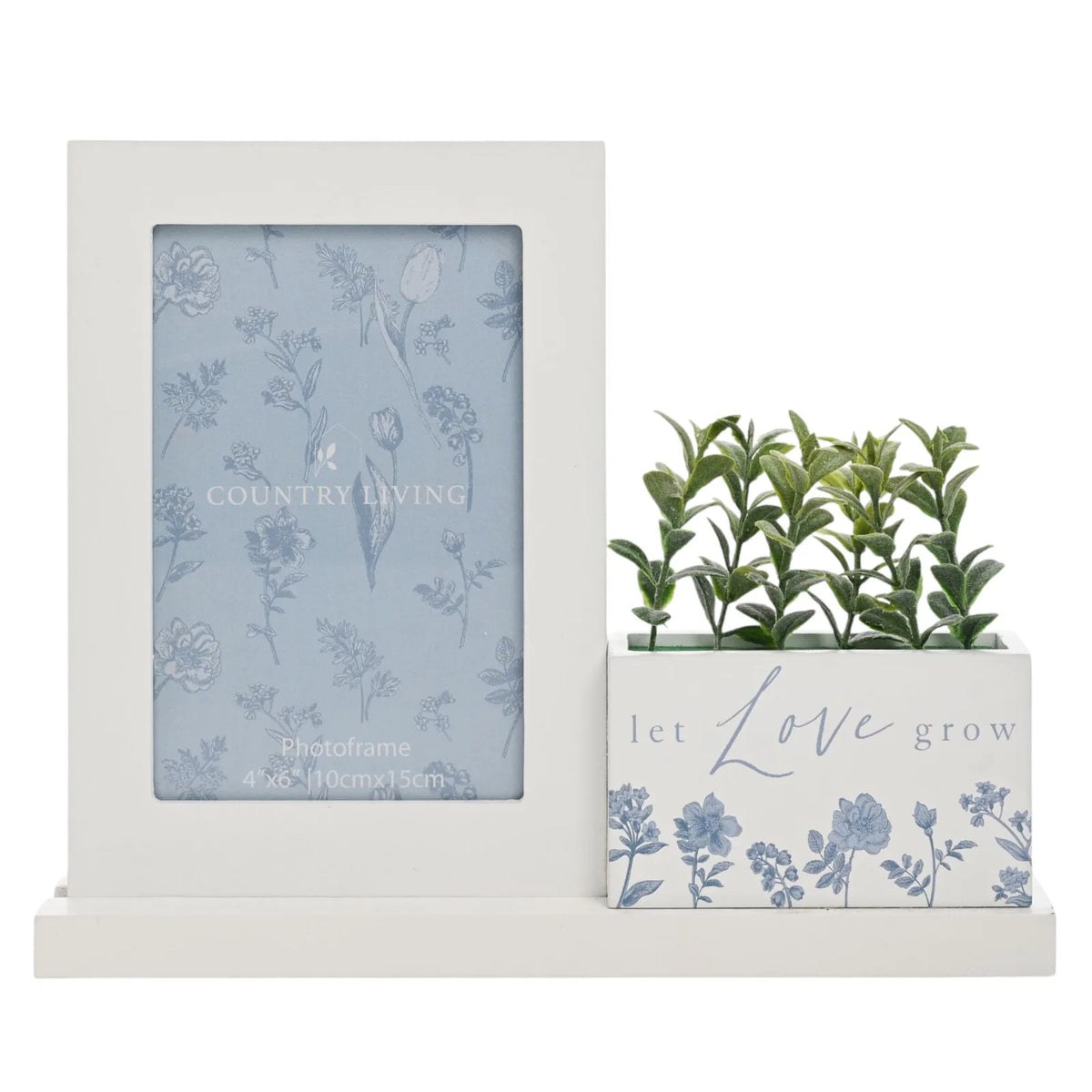 Country Living "Let Love Grow" Wooden Photo Frame And Planter