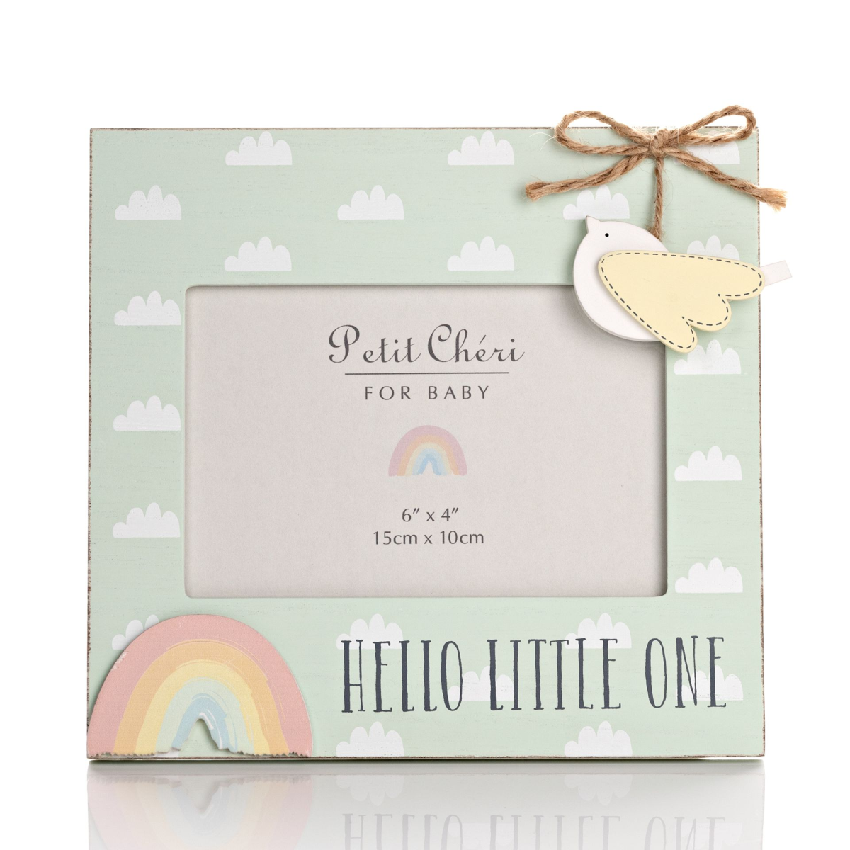Petit Cheri Bird & Rainbow Frame "Hello Little One" 6" x 4"