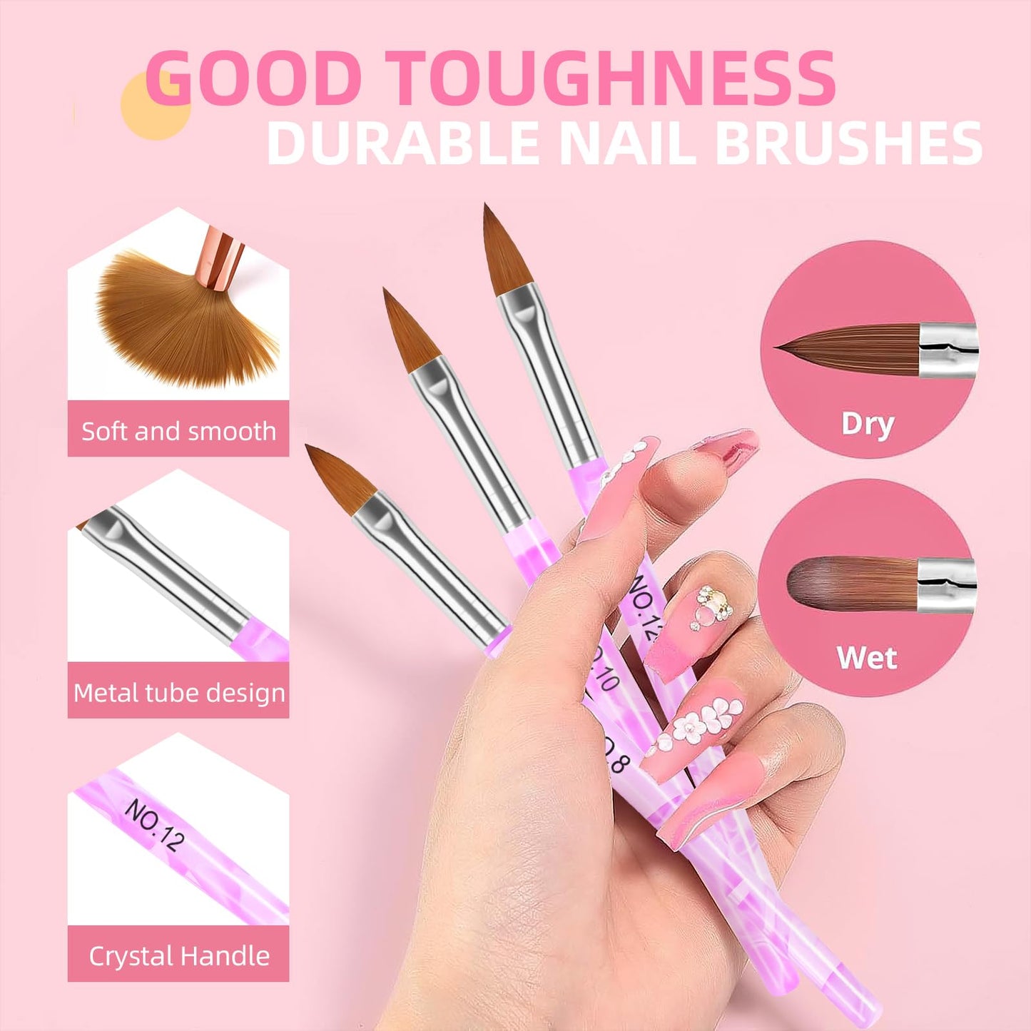 Major Dijit Acrylic Nail Kit Starter Set — Seasons Color-B1: White Pink Clear Powders, Gel Polish, UV Lamp, Beginner Tools