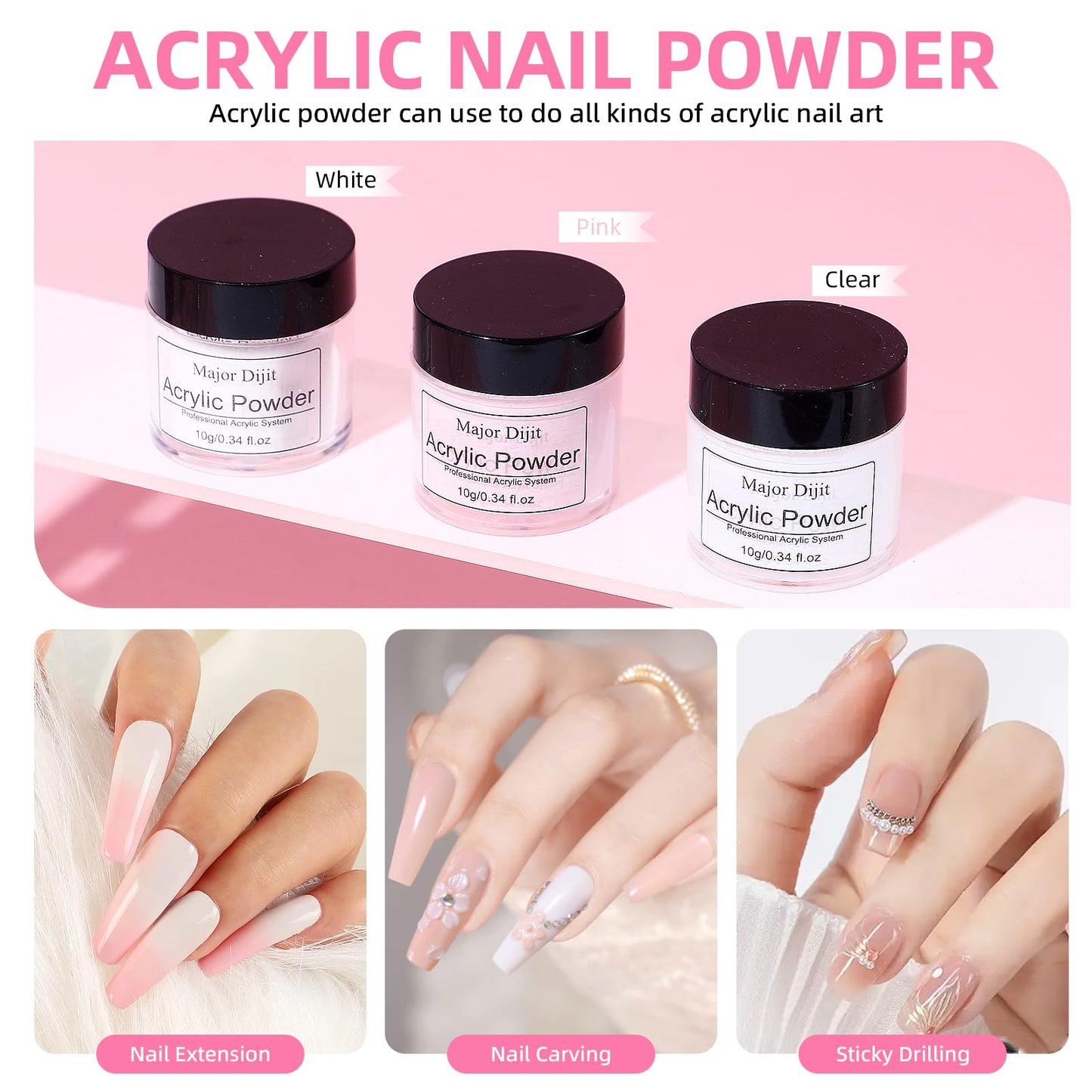 Major Dijit Acrylic Nail Kit with Drill – Complete Home Manicure Set