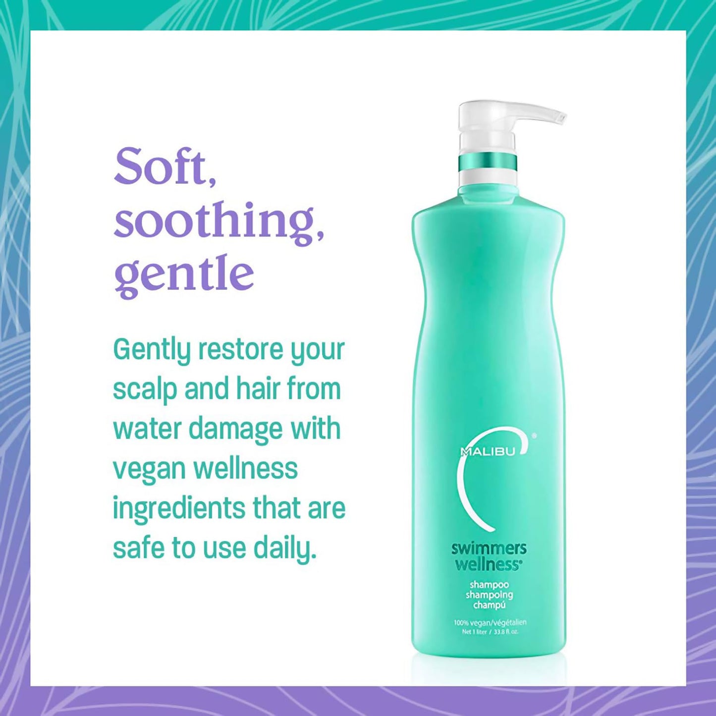 Malibu C Swimmers Wellness Clarifying Shampoo – Chlorine & Build-Up Removal (33.8oz)