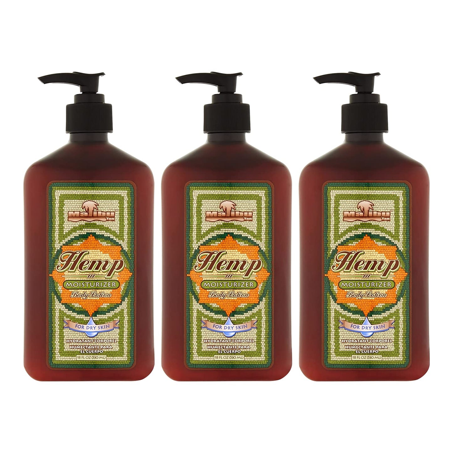 Malibu Tan For Dry Skin Hemp Body Lotion — 18 fl oz (3 Pack) | Hydrating, Lightweight Formula