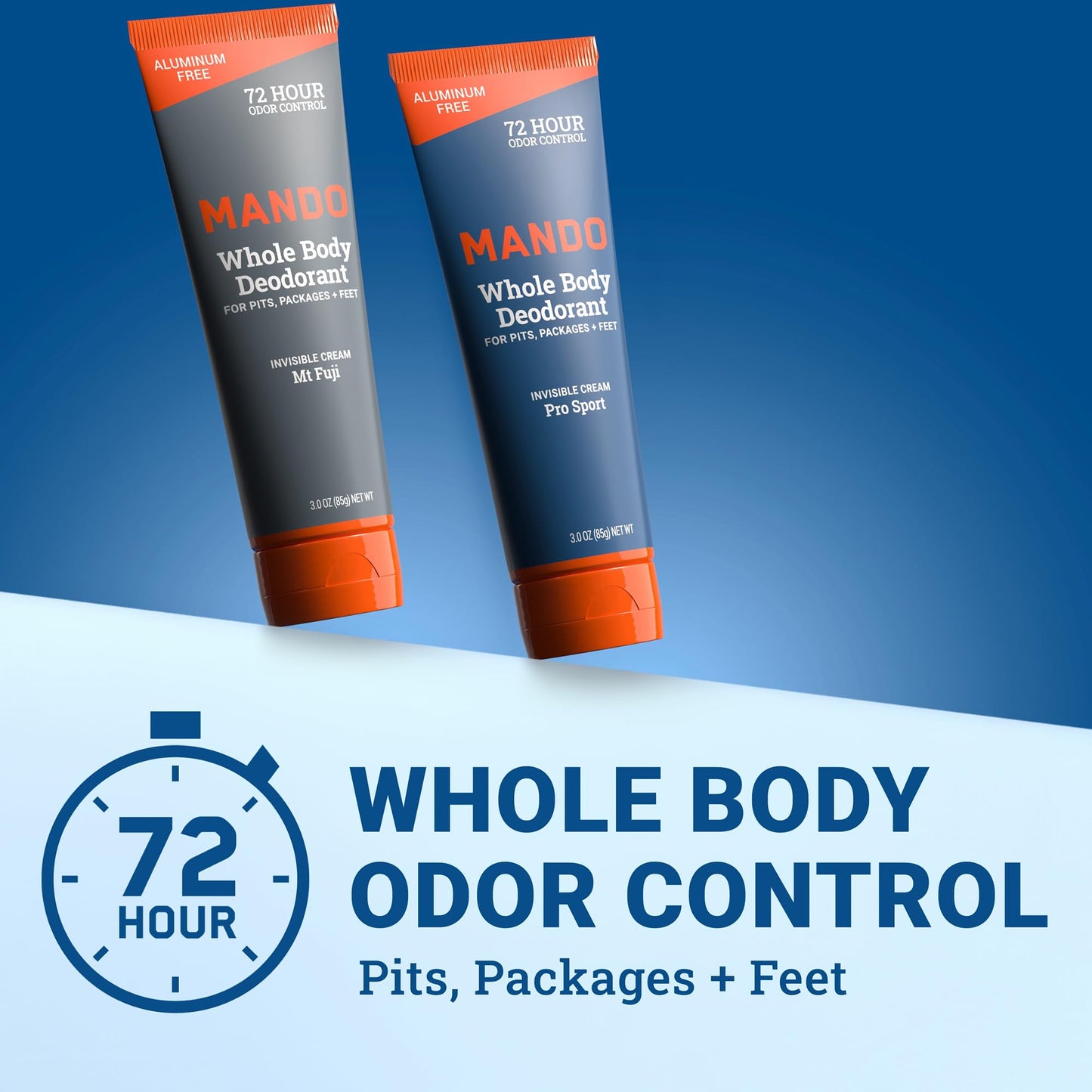 Mando Whole Body Deodorant For Men – Aluminum & Baking Soda Free, 72-Hour Odor Control (Pack of 2) – Pro Sport & Mount Fuji