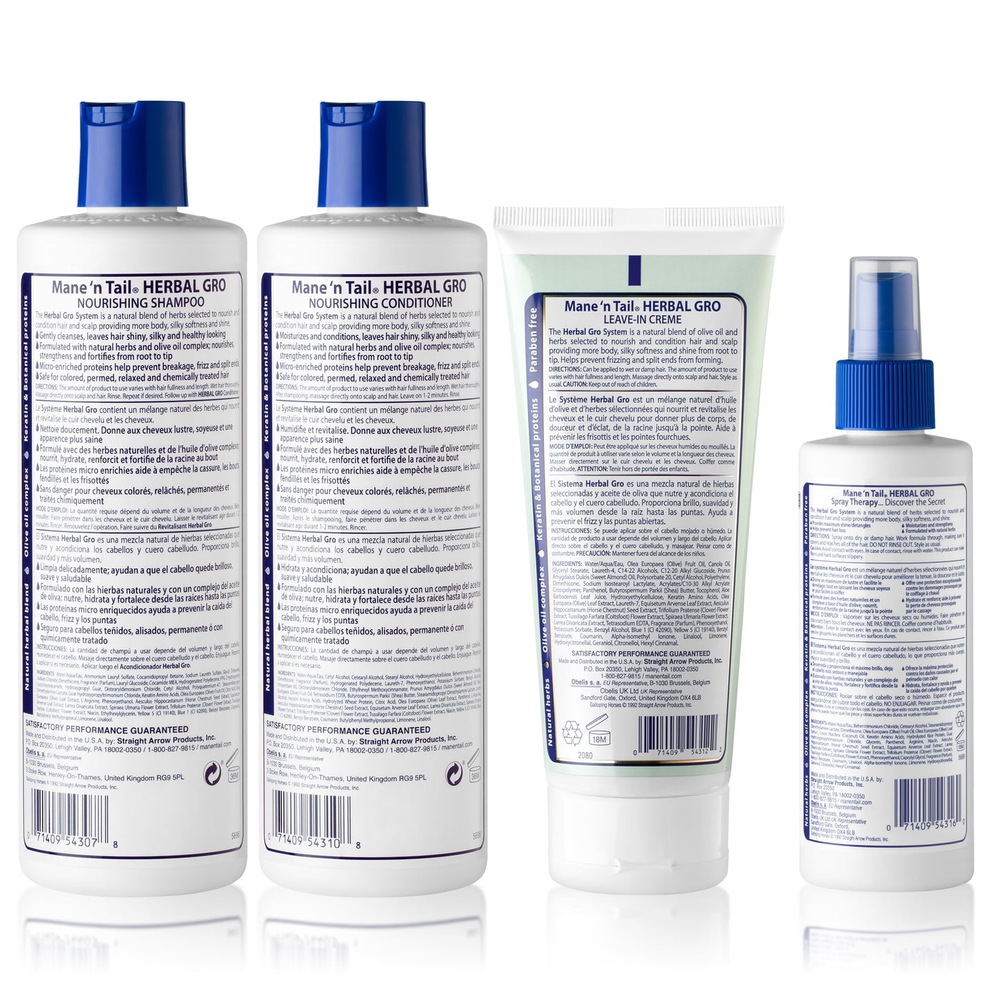 Mane 'n Tail Herbal Gro 4pc Shampoo Kit – Shampoo, Conditioner, Spray Therapy & Creme Therapy