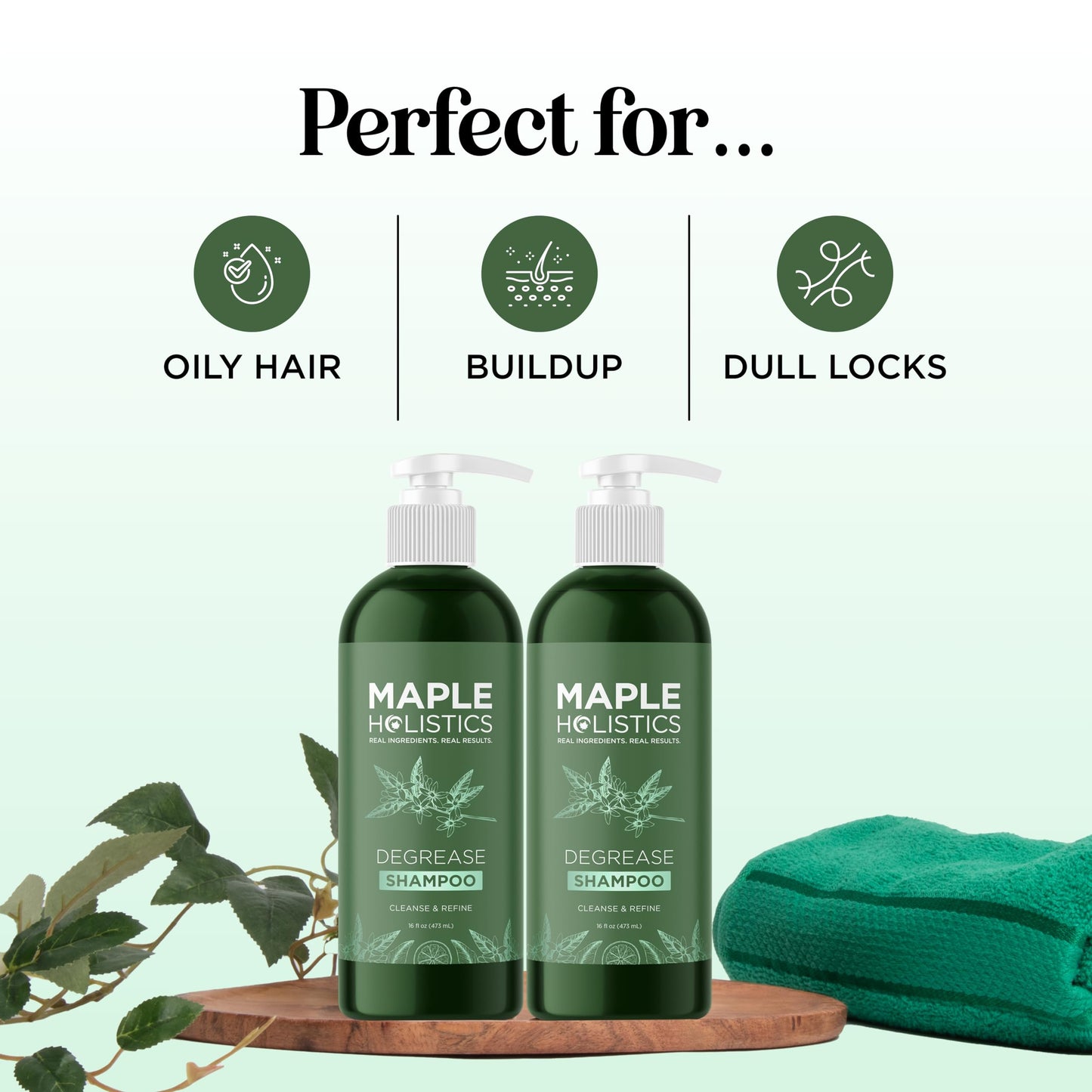Maple Holistics Degrease Clarifying Shampoo for Oily Hair & Scalp - Rosemary Oil, 2 Pack