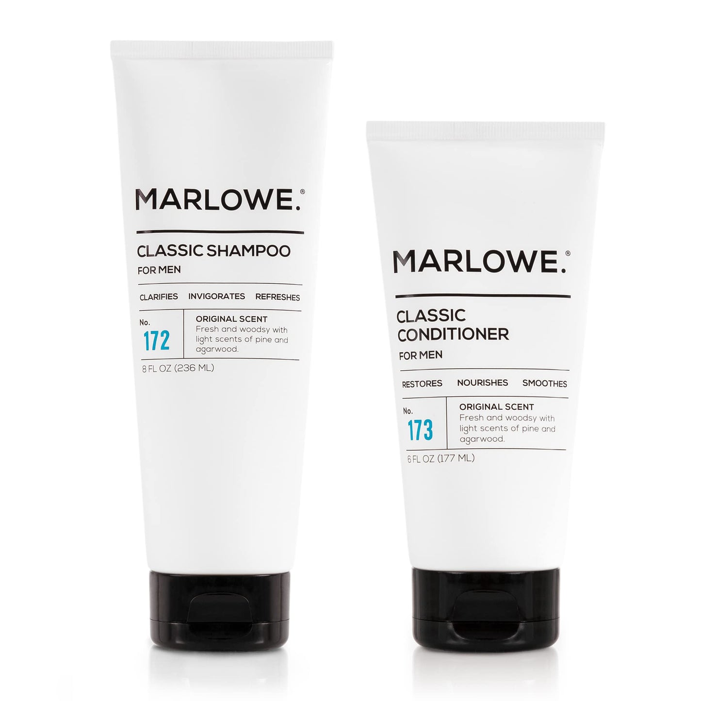 MARLOWE. Men's Shampoo & Conditioner Set No. 172 & No. 173 — Argan & Coconut, Woodsy Scent
