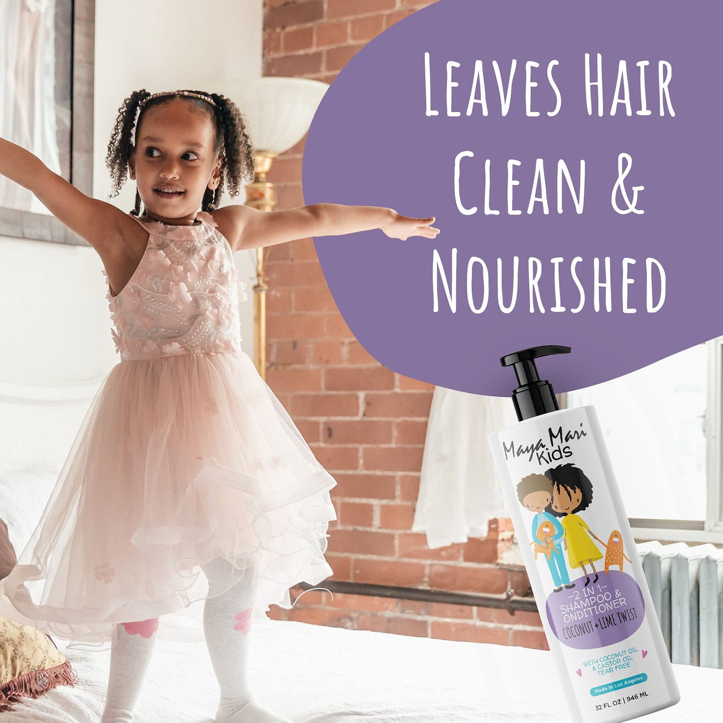 MAYA MARI Kids 2-in-1 Shampoo, Conditioner & Curl Cream Set | Tear Free & Sulfate Free