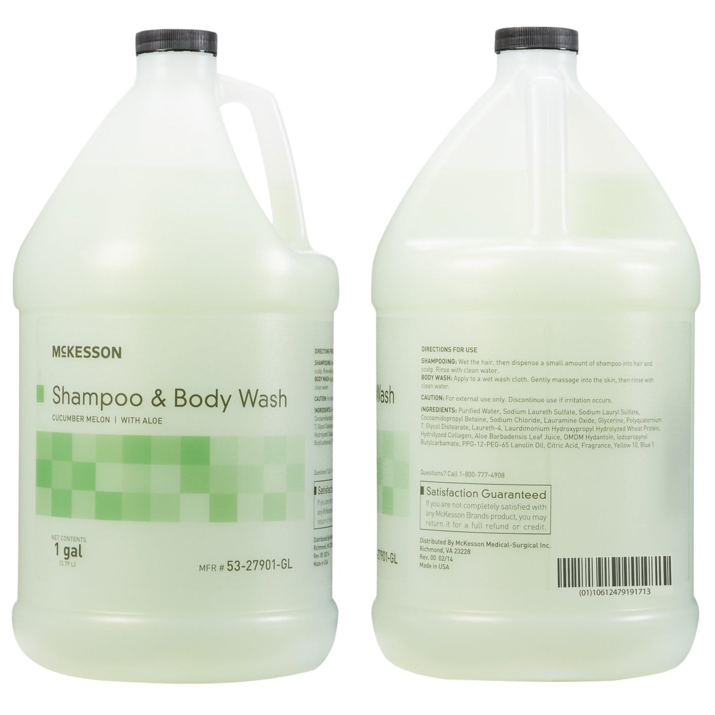 McKesson 1 Gallon Body Wash & Shampoo – Aloe & Cucumber Melon, 2-in-1 for Sensitive Skin