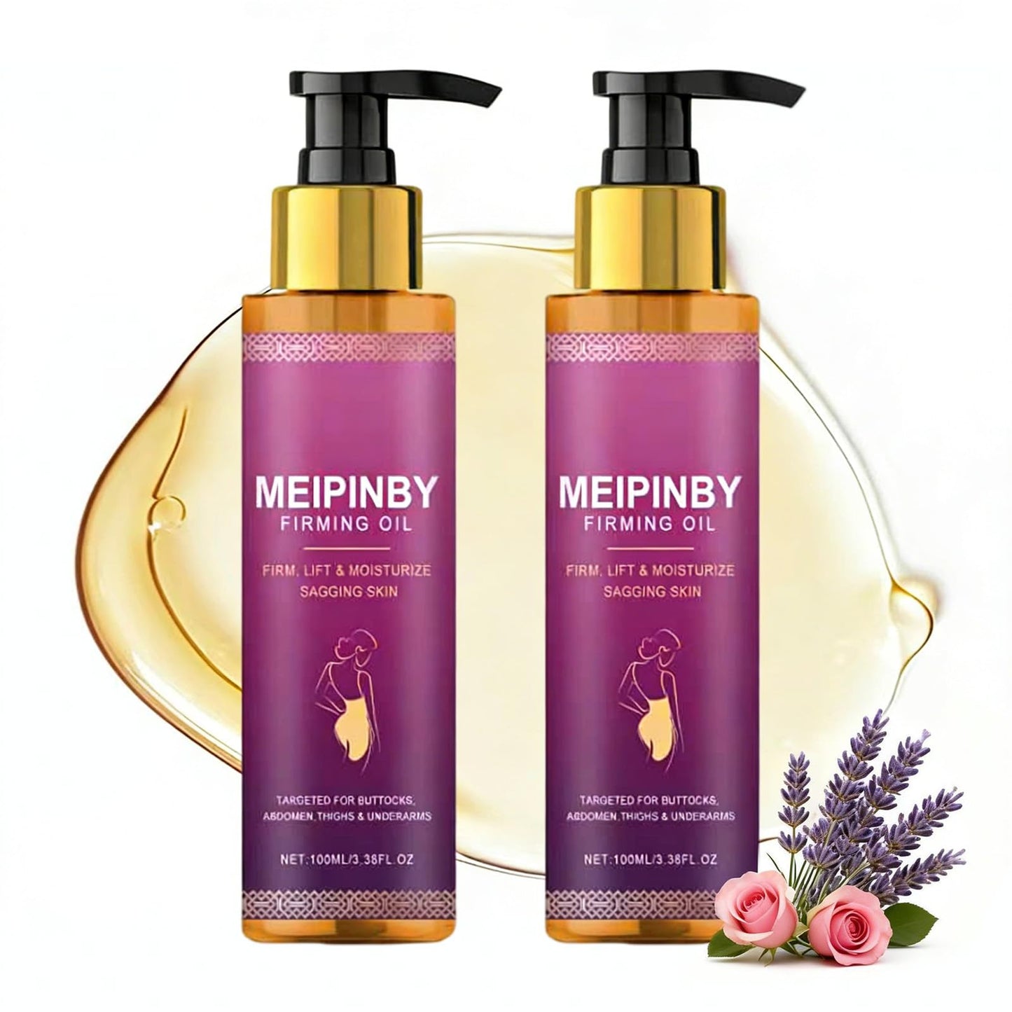 MEIPINBY 2x100ml Body Firming Oil – Fast-Absorbing Hydration for Arms, Chest & Thighs