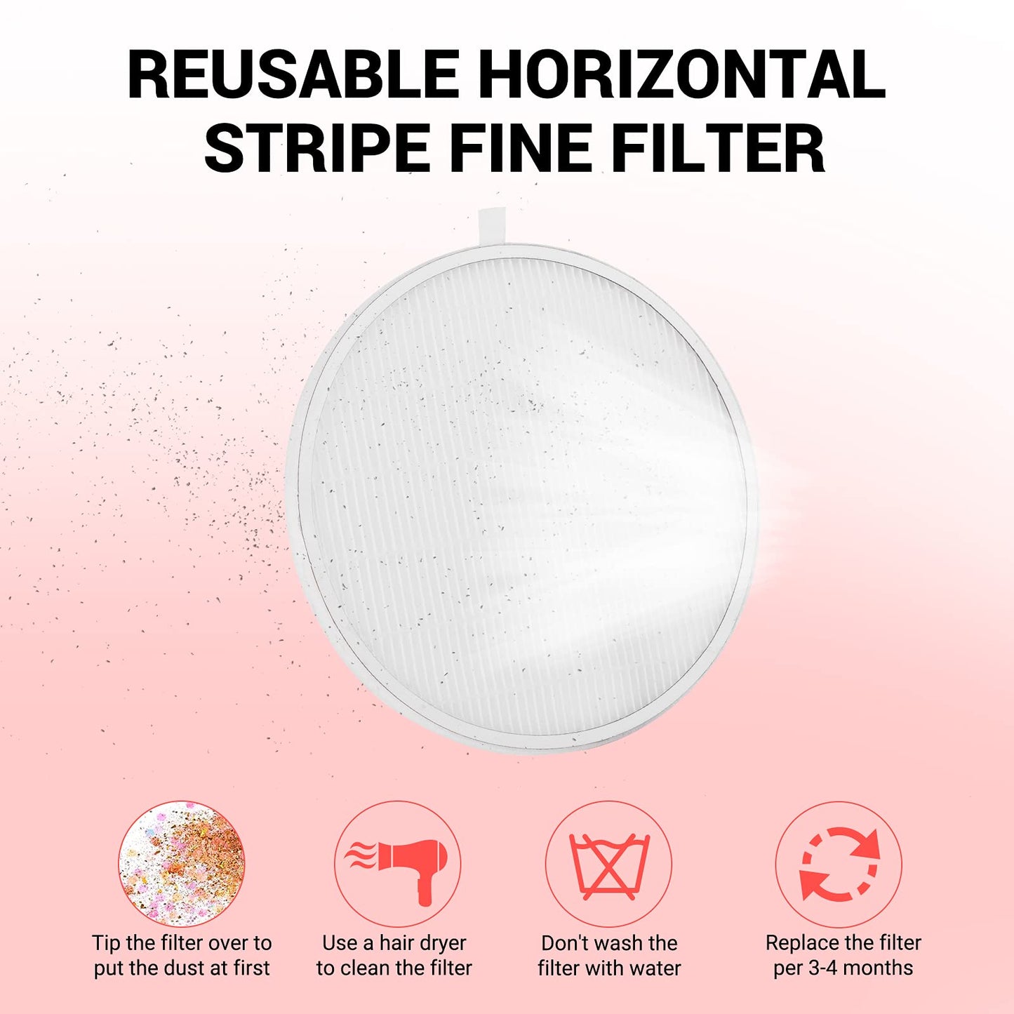 MelodySusie Nail Dust Collector Filter 4-Pack – Reusable Replacement Filters