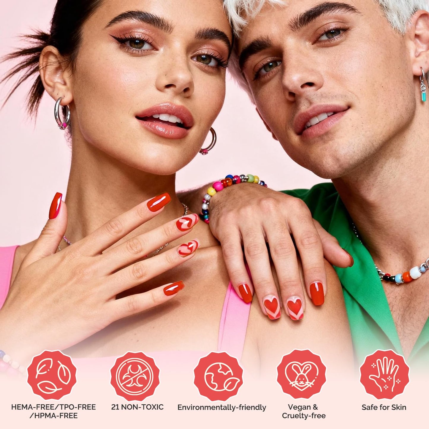MelodySusie Valentine Gel Nail Polish Set – 6 Pink Nude Colors, Tilt Bottle, 3-Free Plant-Based Formula