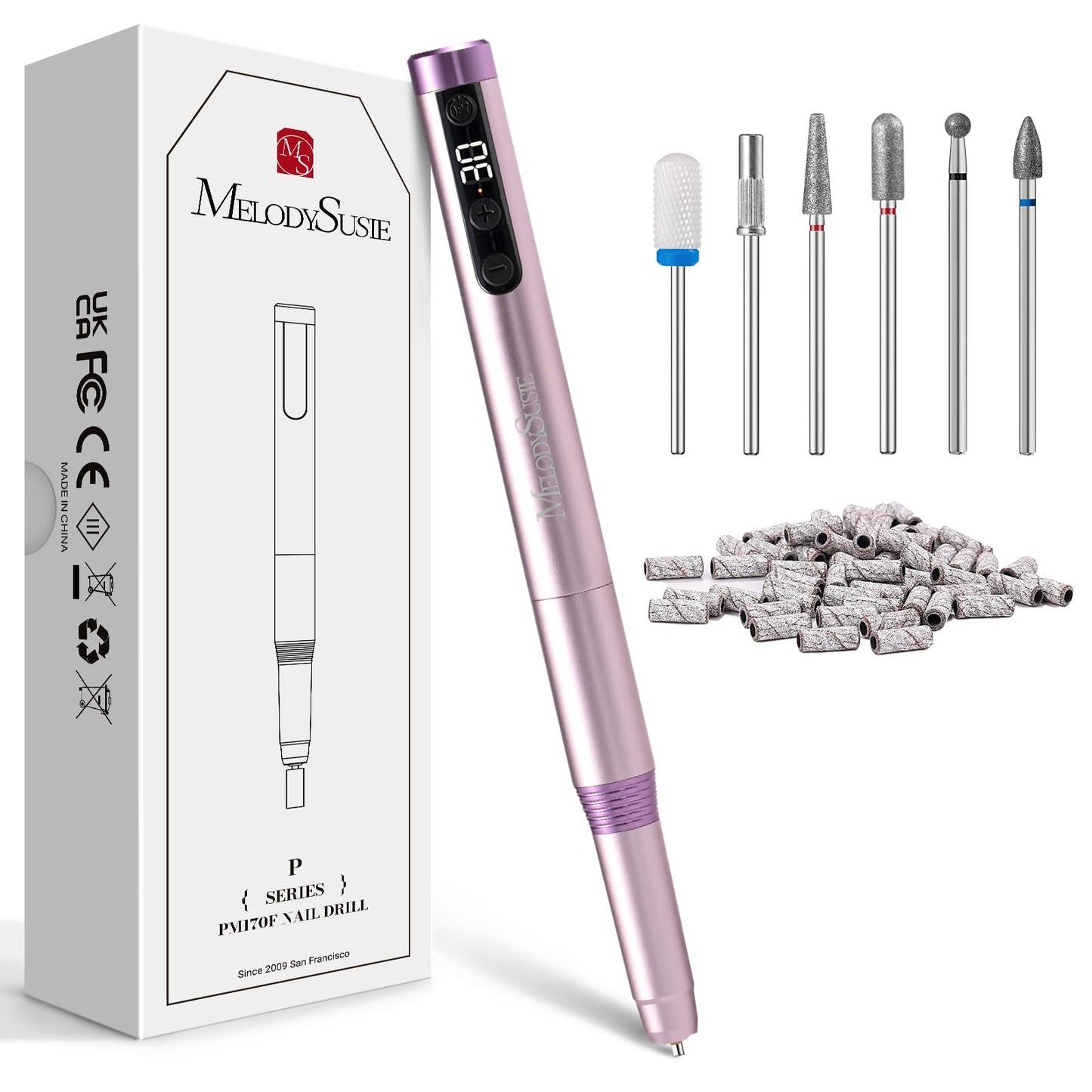 MelodySusie PM170F Pen-Shaped Ultra-Slim Cordless Nail Drill – 30,000 RPM, LED Display, Home Manicure & Gel Removal