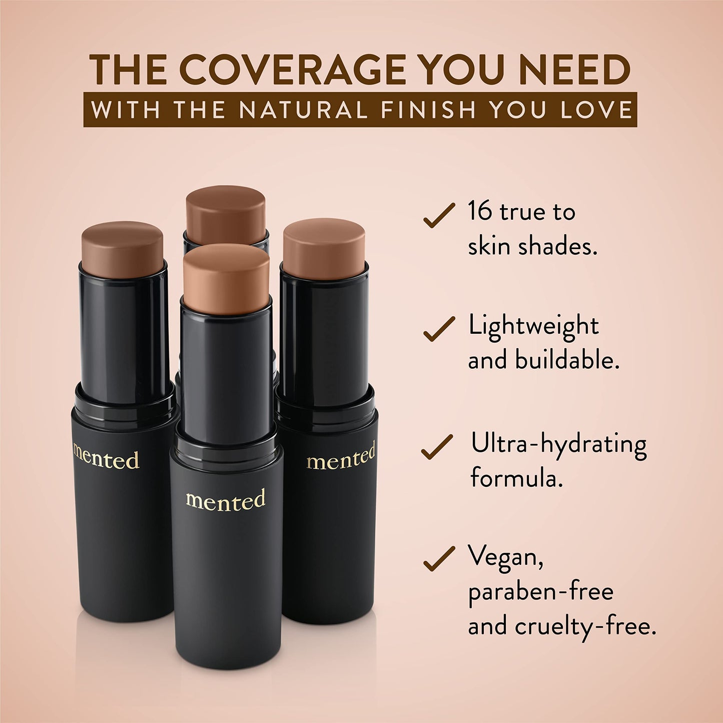 MENTED Stick Foundation - All-in-One Vegan Cream Foundation, Concealer & Contour for All Skin Tones