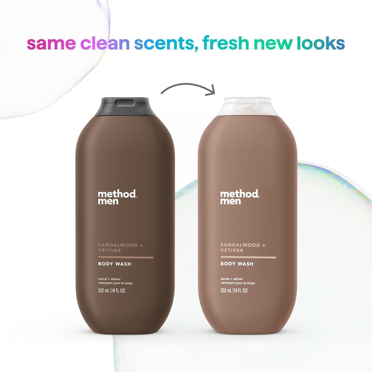 Method Men Body Wash – Sandalwood + Vetiver, Paraben & Phthalate Free, 18 fl oz (Pack of 6)