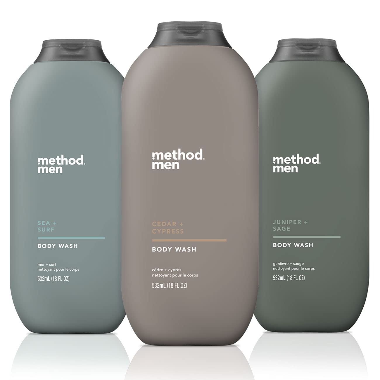 Method Men 3-Pack Body Wash 18 oz Each – Sea + Surf, Cedar + Cypress, Juniper + Sage