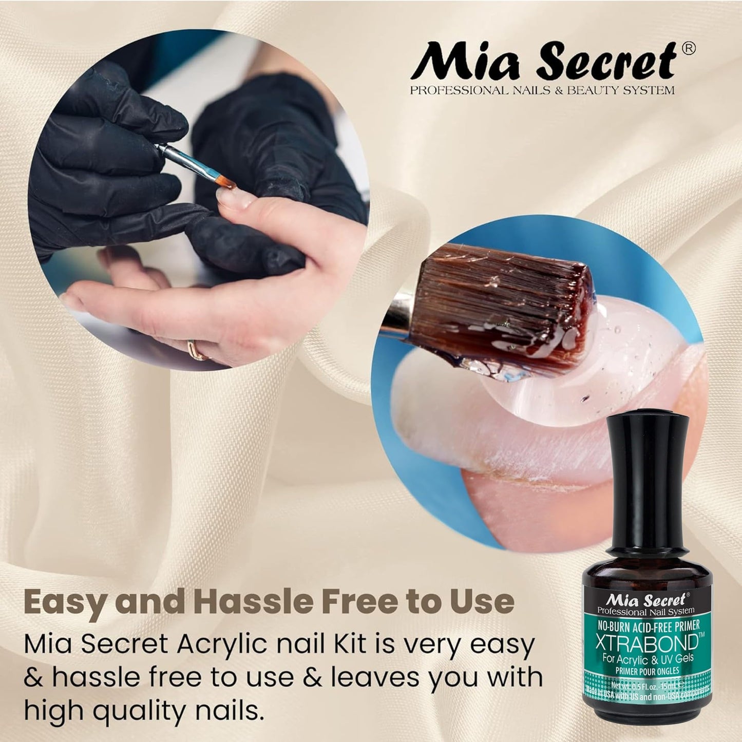 Mia Secret Acrylic Nail Kit for Beginners | Pink & Clear Powders Starter Set