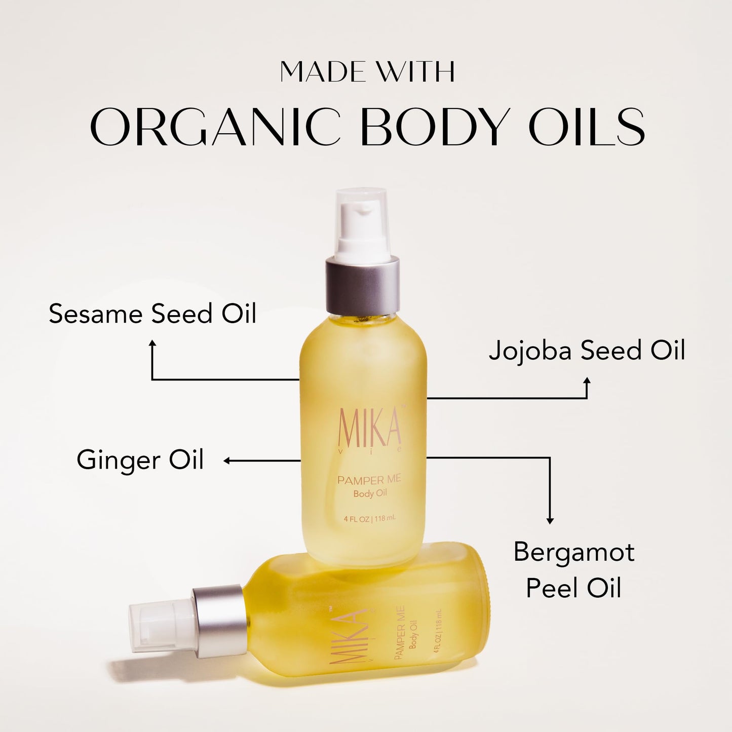 Mika Vie Luxury Organic Body Oil After Shower for Women - 4 oz, Non-Greasy, USDA Organic
