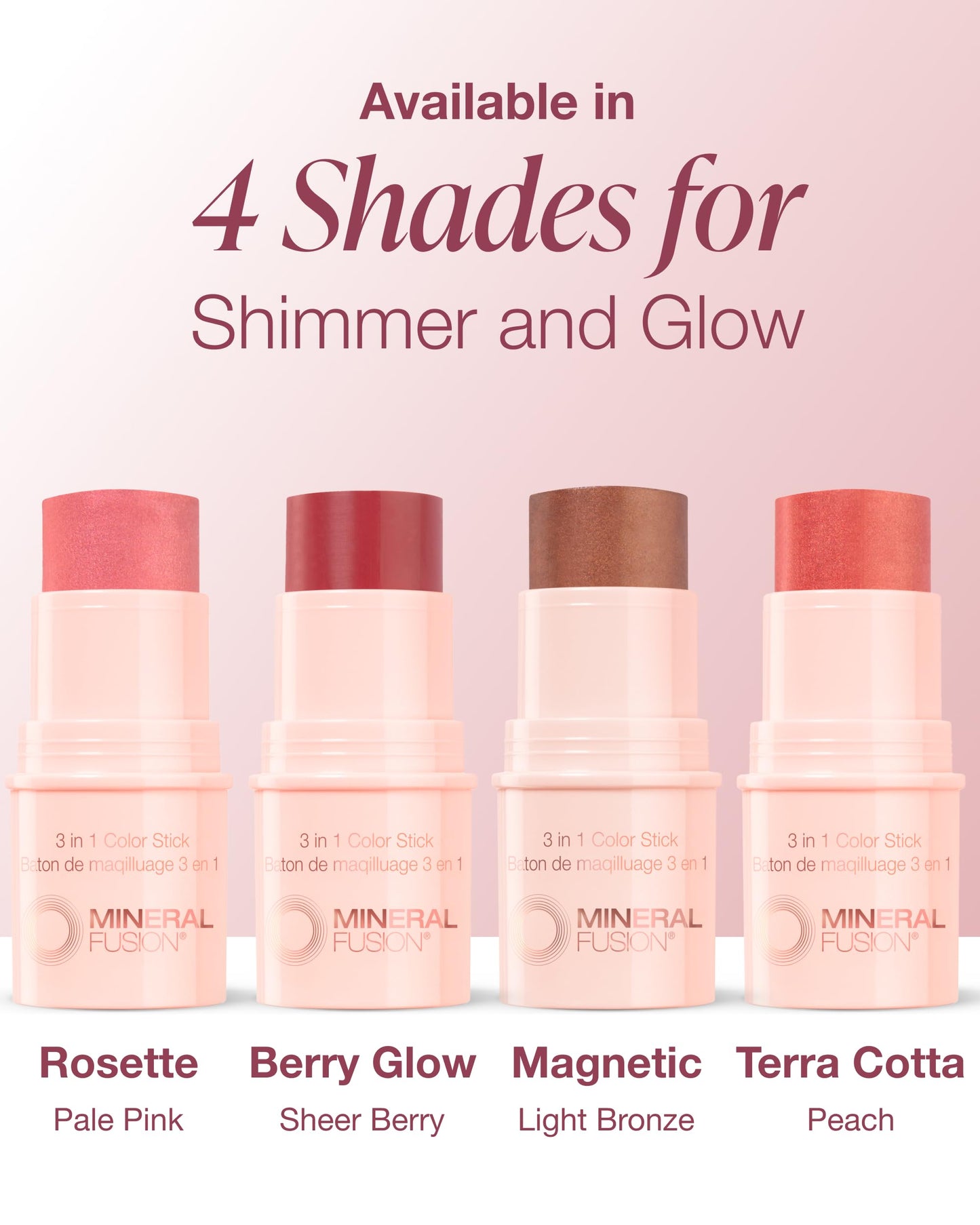 Mineral Fusion 3-in-1 Color Stick – Hydrating Tinted Blush for Cheeks, Lips & Eyes | Berry Glow