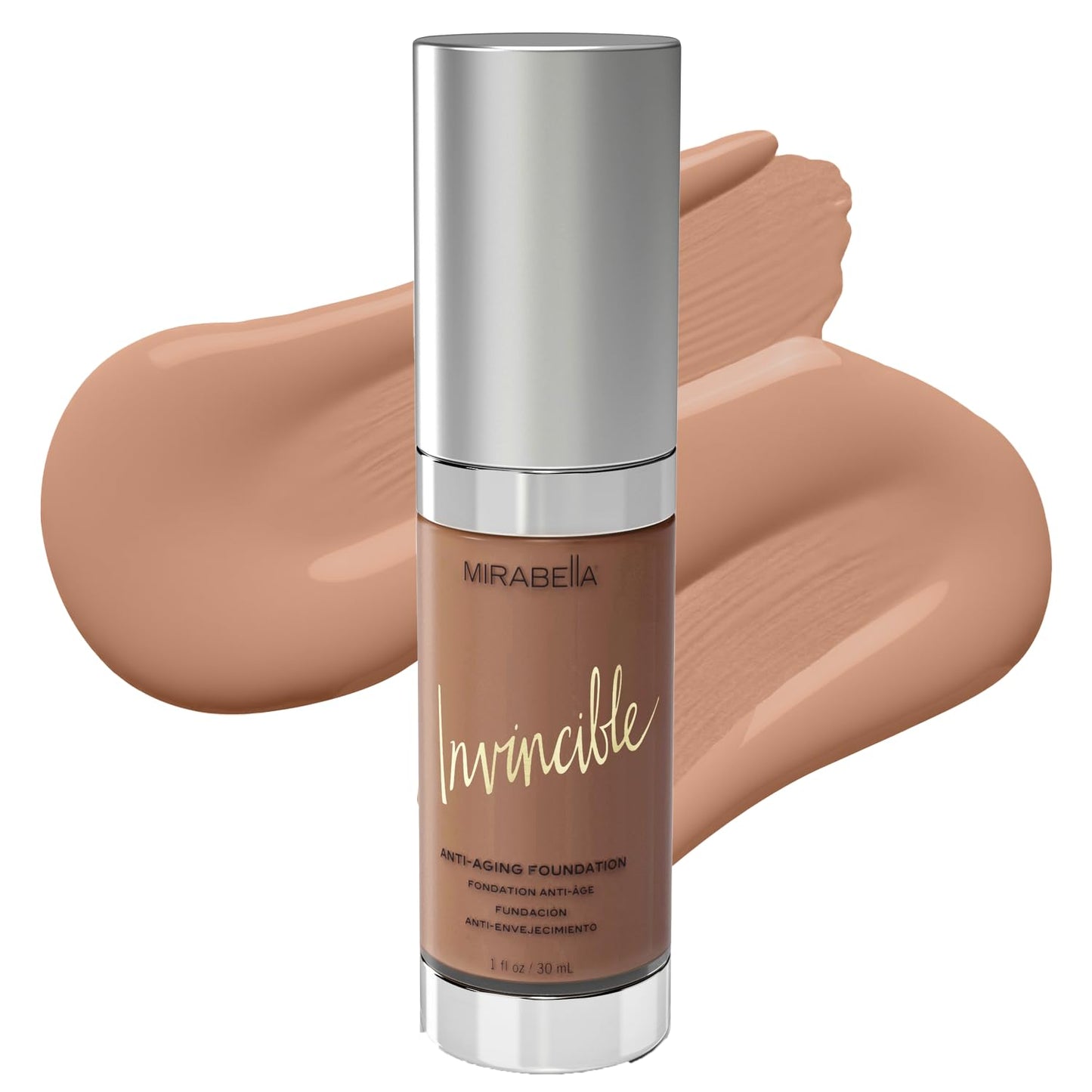 Mirabella Invincible HD Foundation – Moisturizing Full-Coverage Demi-Matte (Mocha VI)