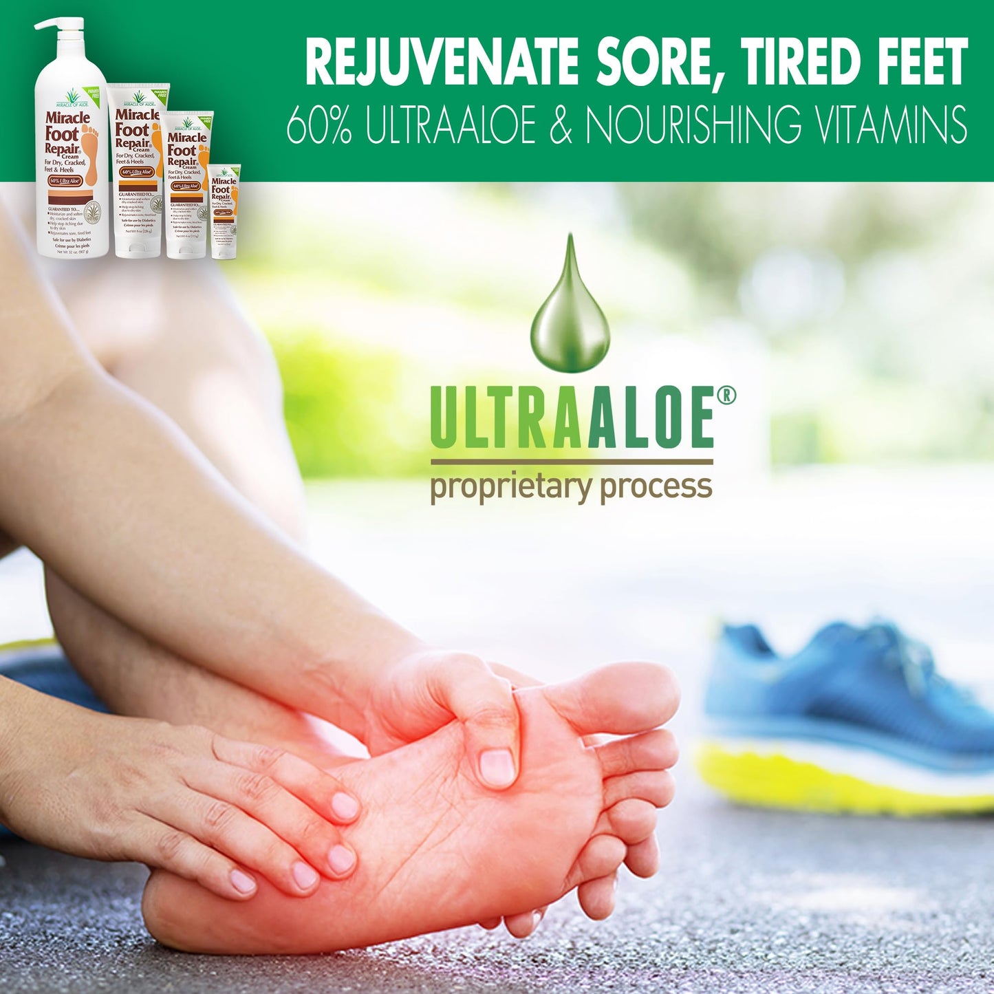 Miracle of Aloe Miracle Foot Repair Cream – 60% Ultra Aloe, 2-Pack (8 oz)